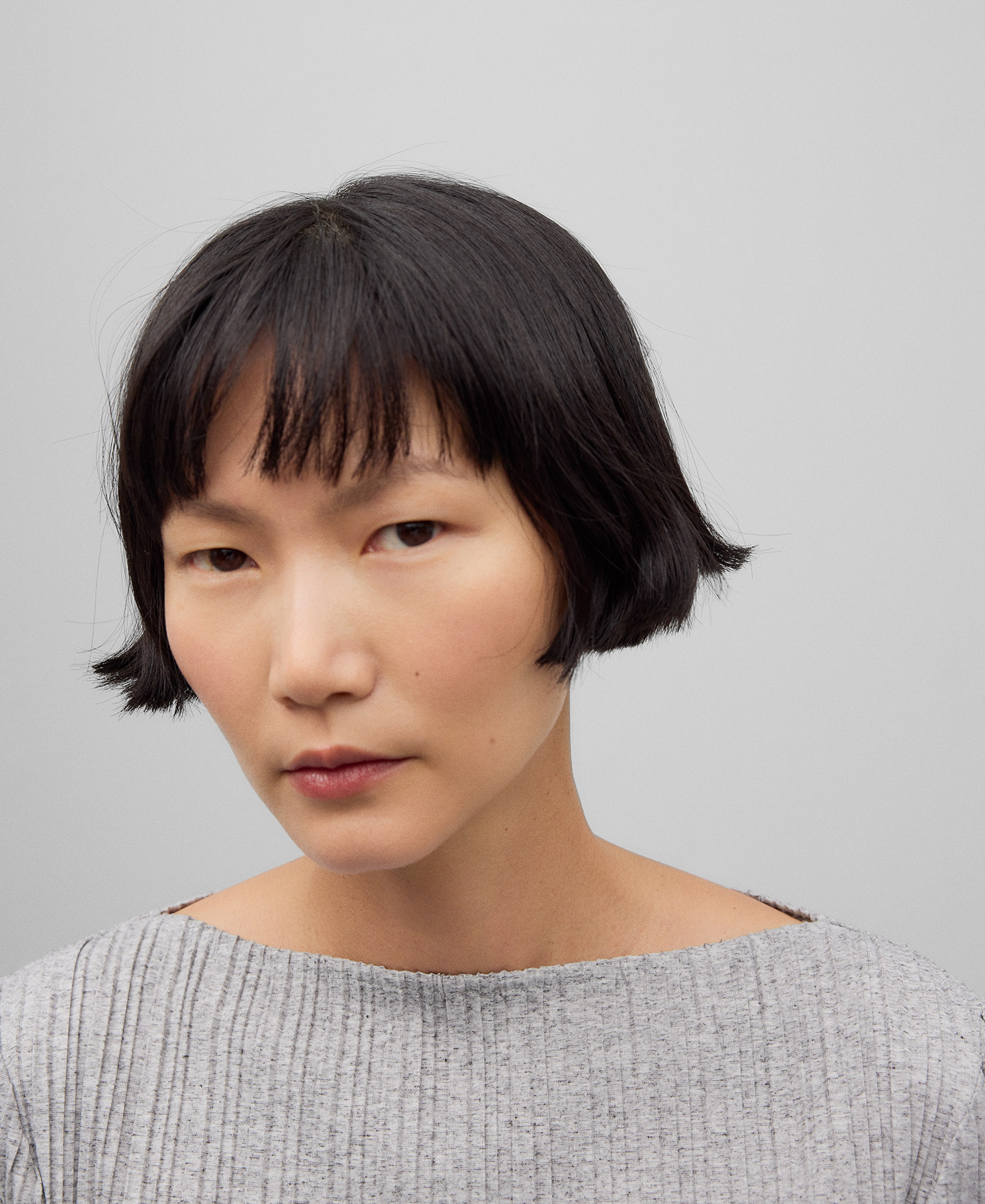 Pleated fabric fitted T-shirt woman image number 3