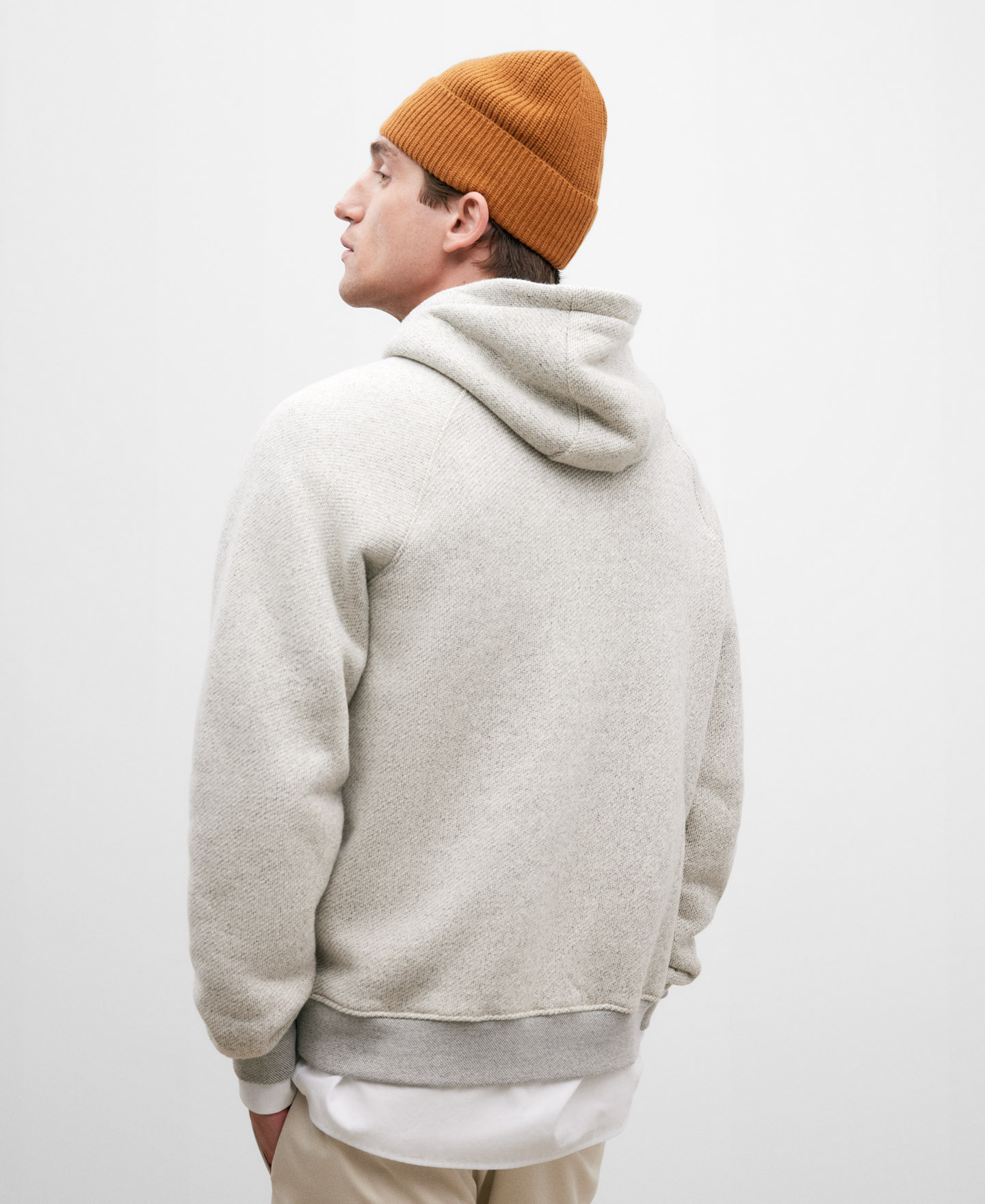 Ecru brown cotton sweatshirt for men image number 2