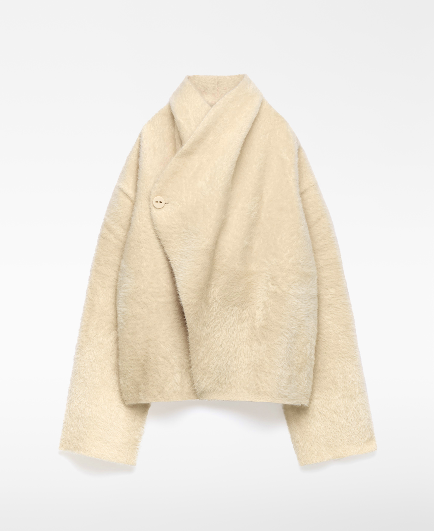 Chaqueta cruzada punto efecto pelo mujer image number 4