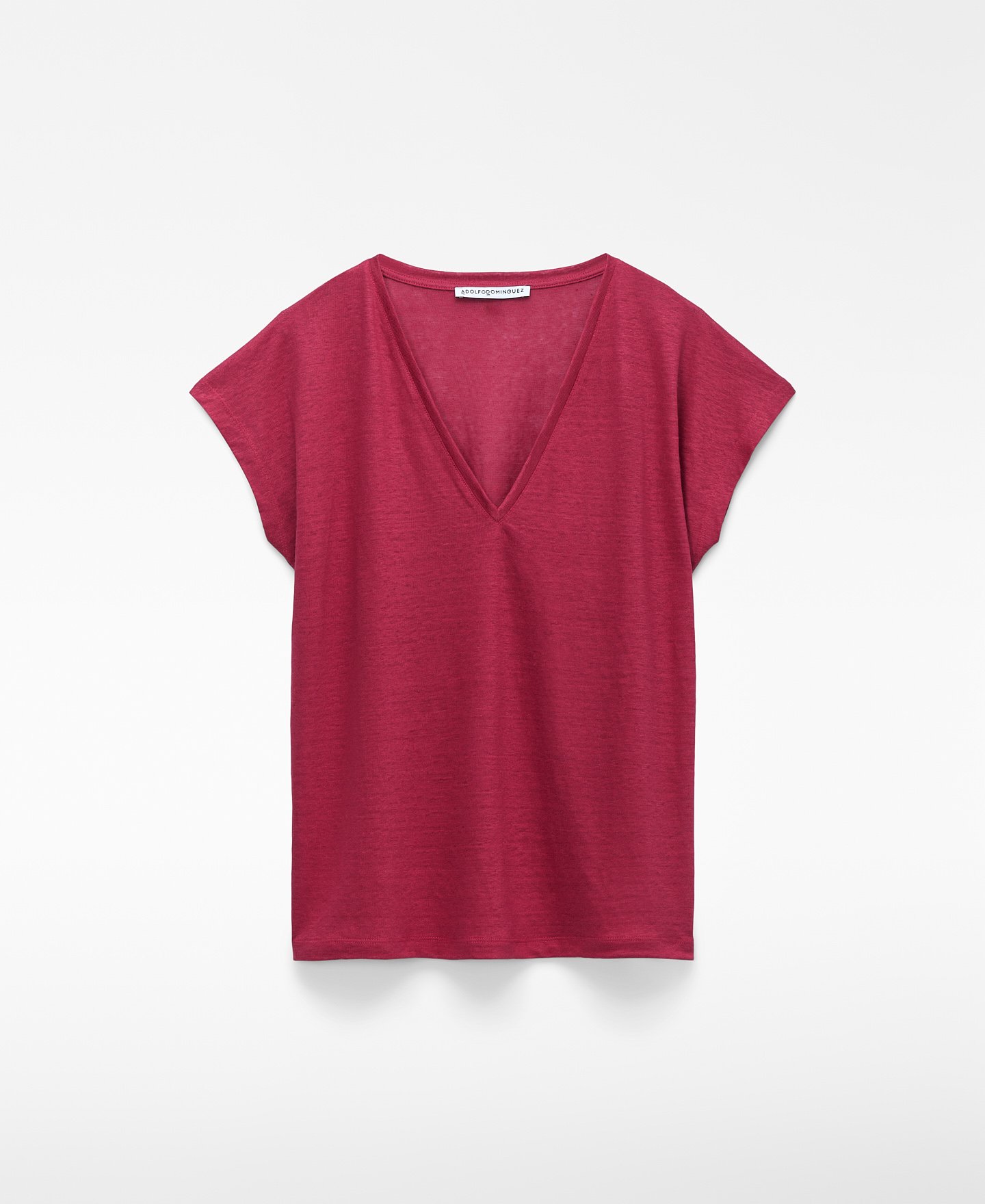 Gerades T-Shirt mit V-Ausschnitt aus europ&auml;ischem Leinen image number 4