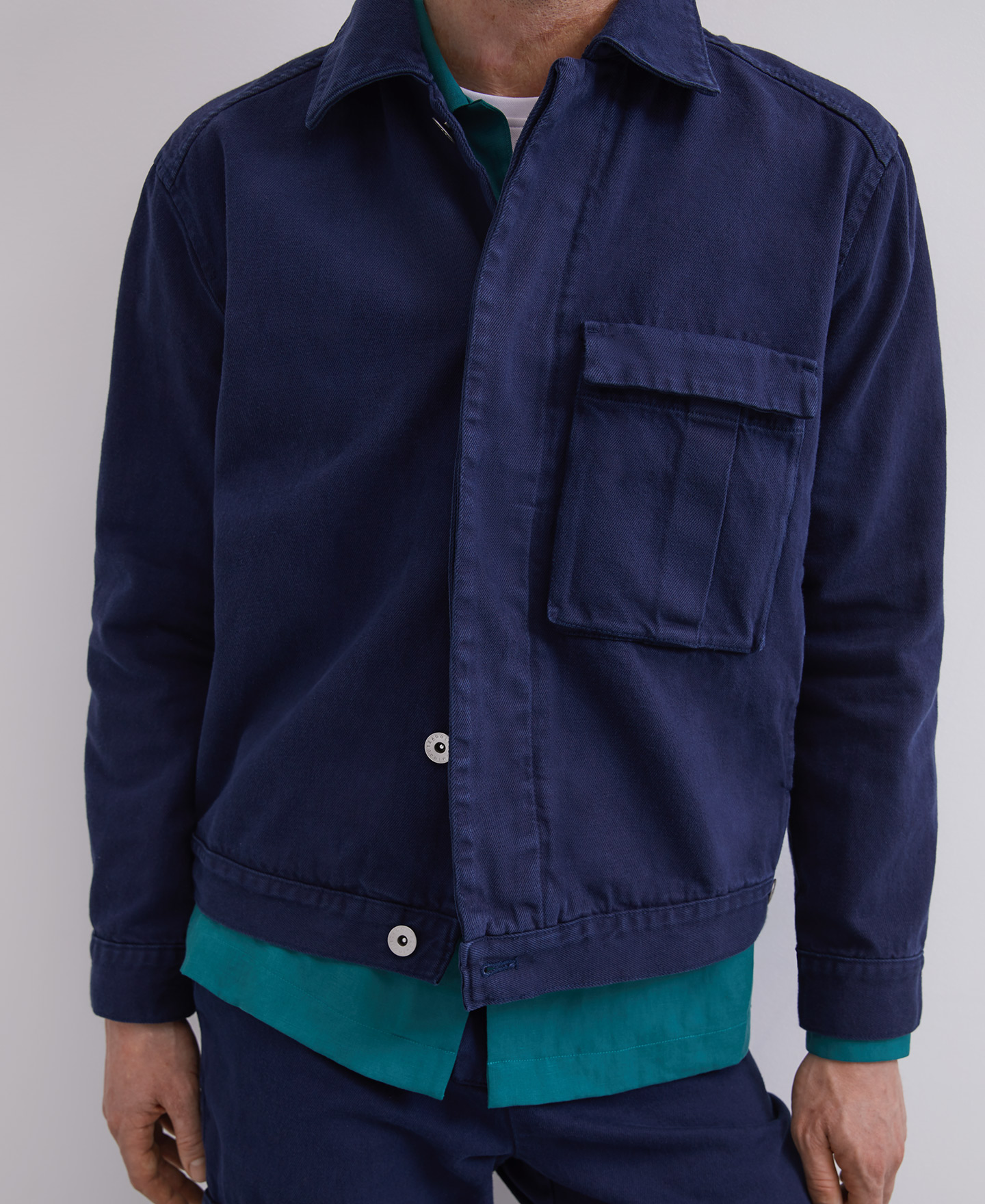 Cotton twill cargo overshirt image number 1