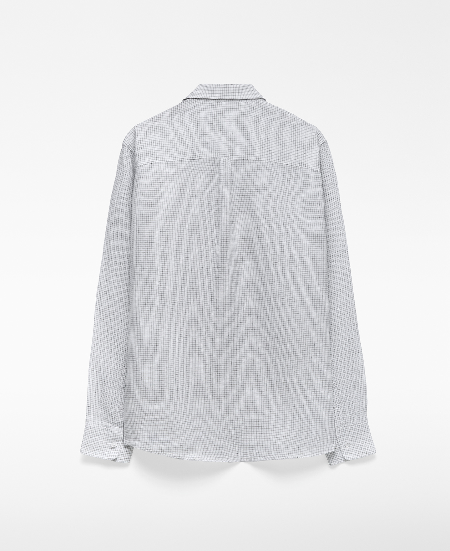 Camisa regular fit aos quadrados em linho para homem image number 1