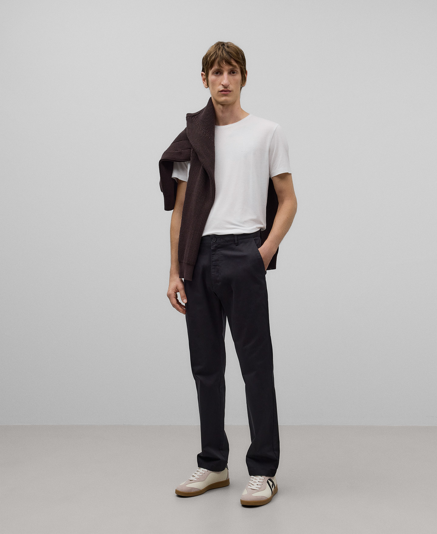 Cotton twill chino trousers man image number 1