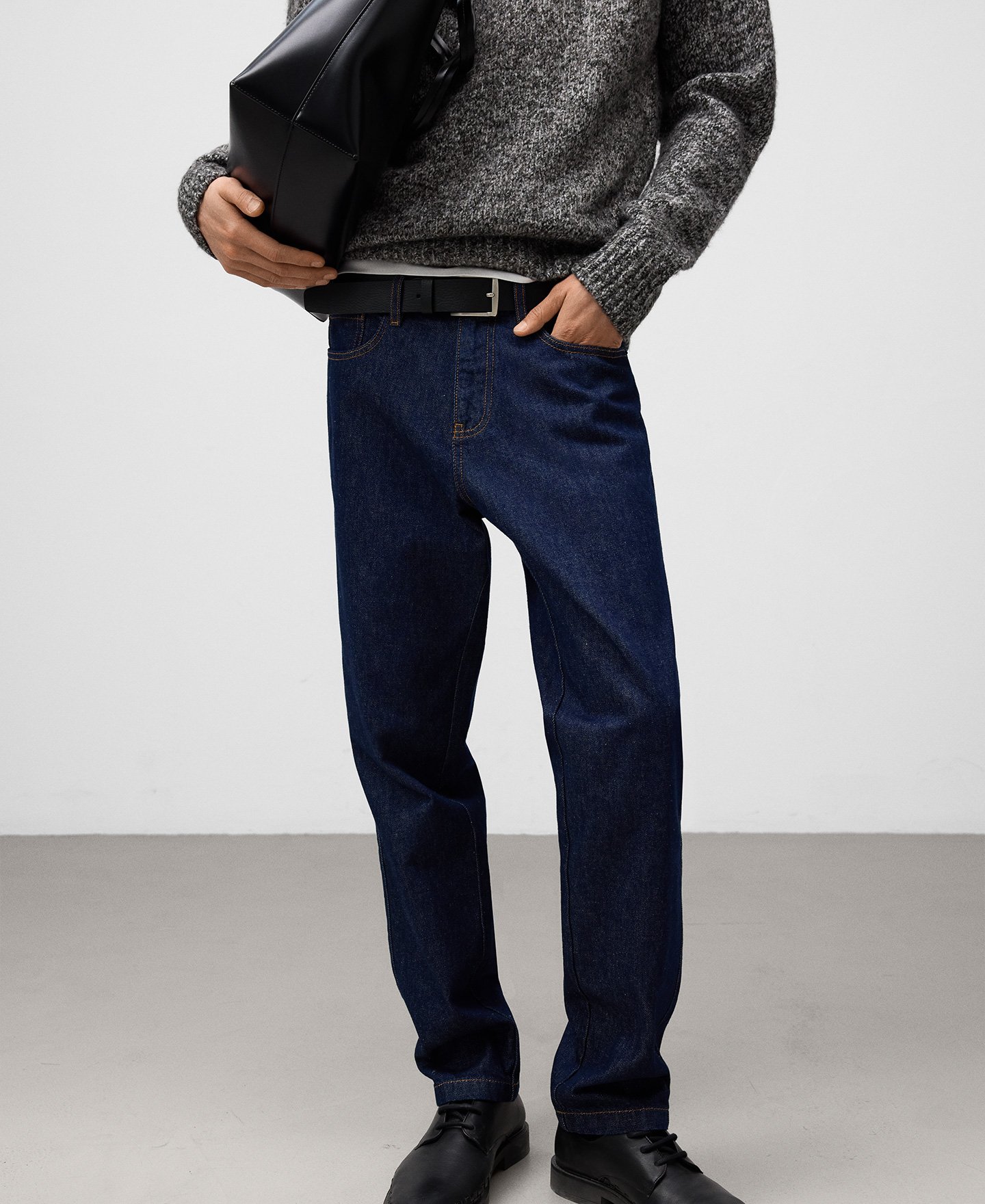 Regular fit denim trousers man image number 0