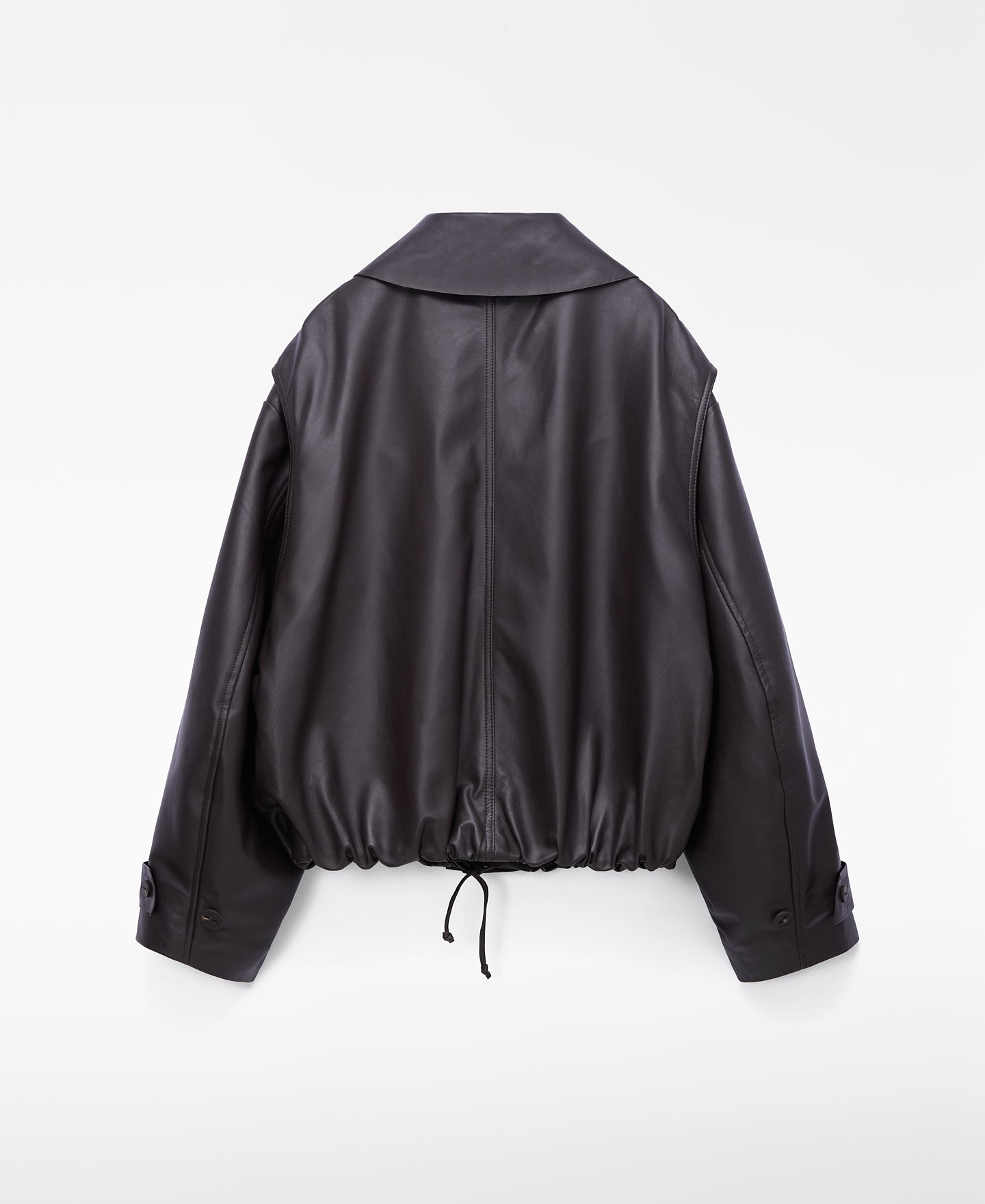 Leather boxy jacket image number 5