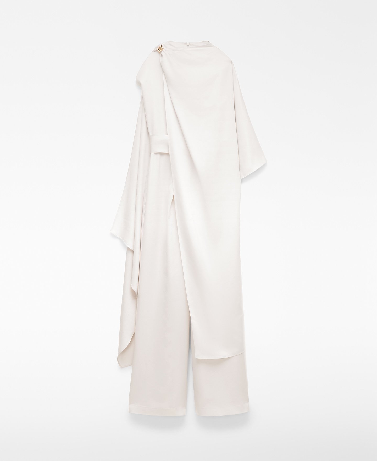 Satin asymmetric jumpsuit with cape image number 4
