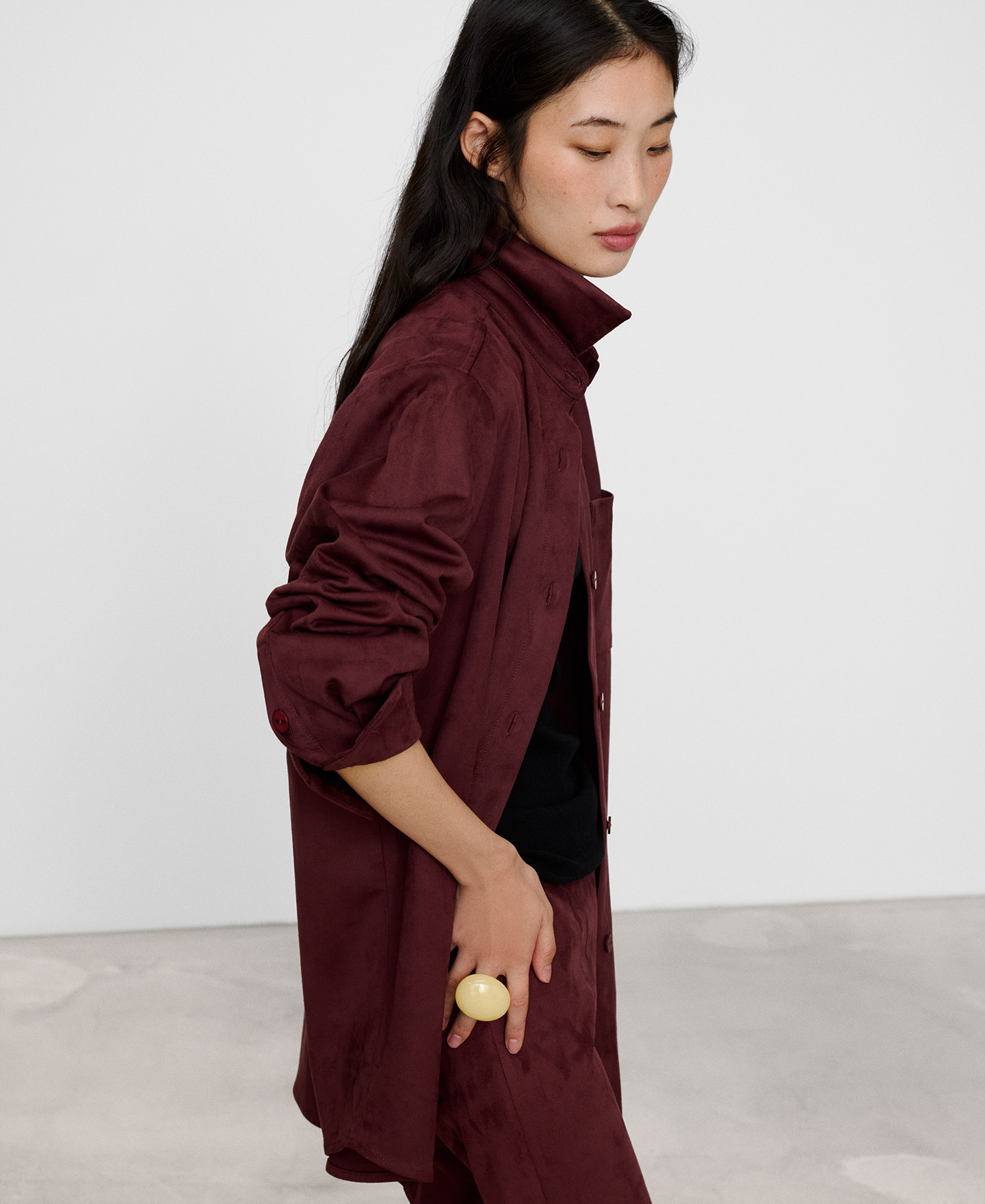 Suede-effect shirt with pocket image number 3