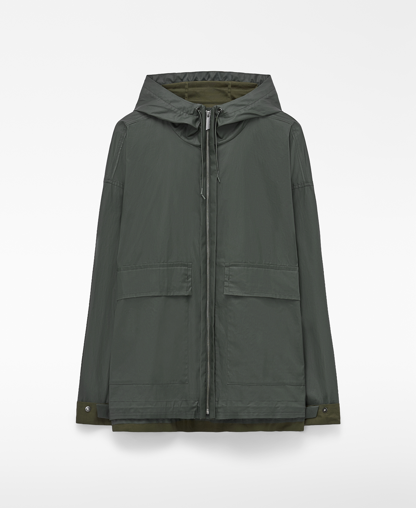 Cotton hooded short parka image number 4