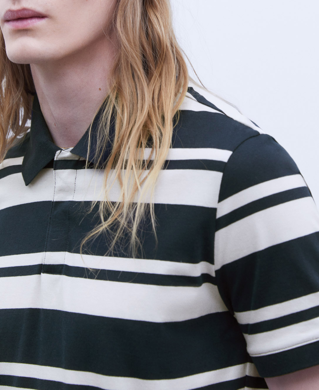 Oversize striped cotton polo shirt image number 3
