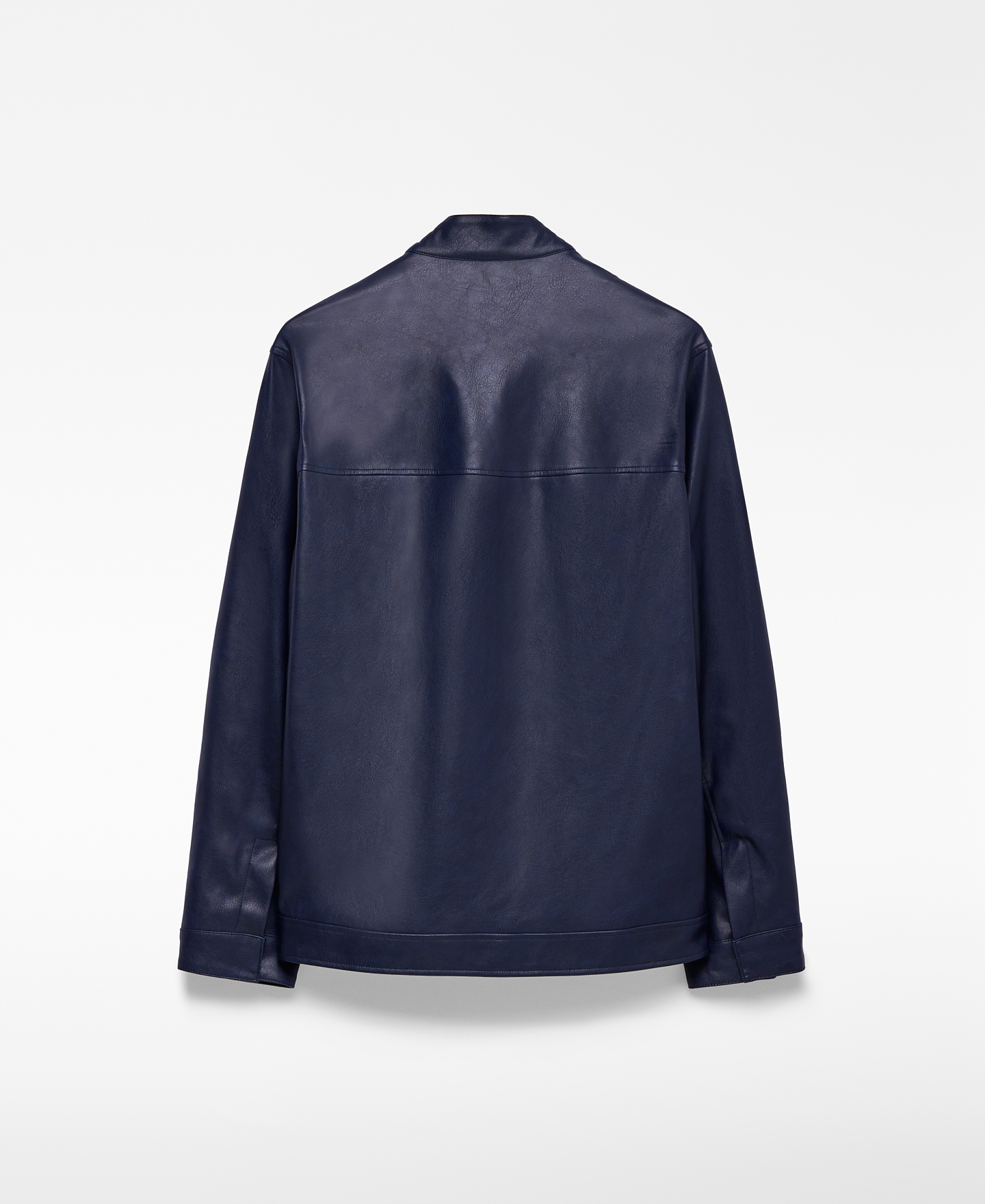 Chaqueta biker Piel no Piel azul hombre image number 5