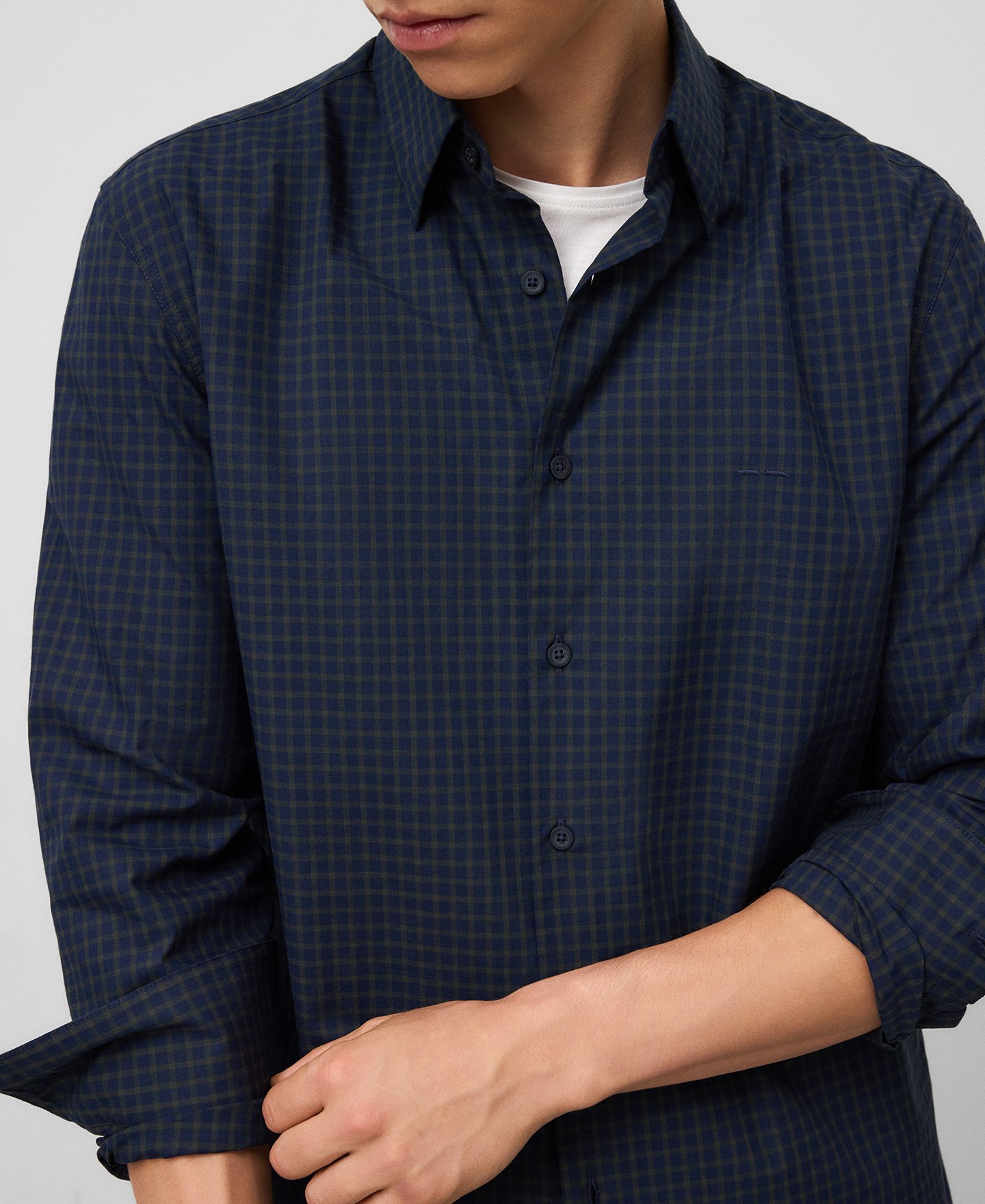 Camisa cuadros cuello solapa hombre image number 3