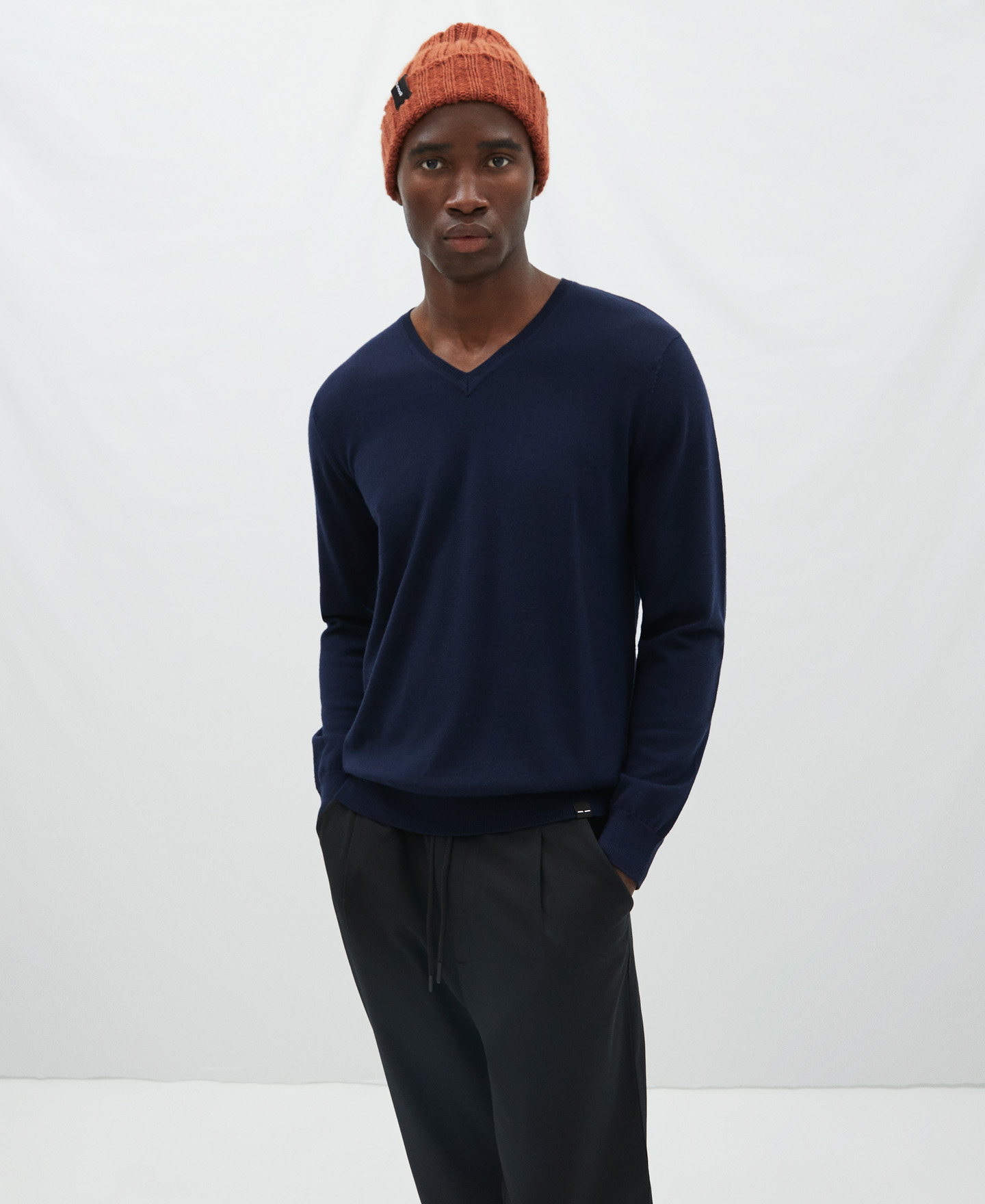 V-neck merino wool sweater image number 0