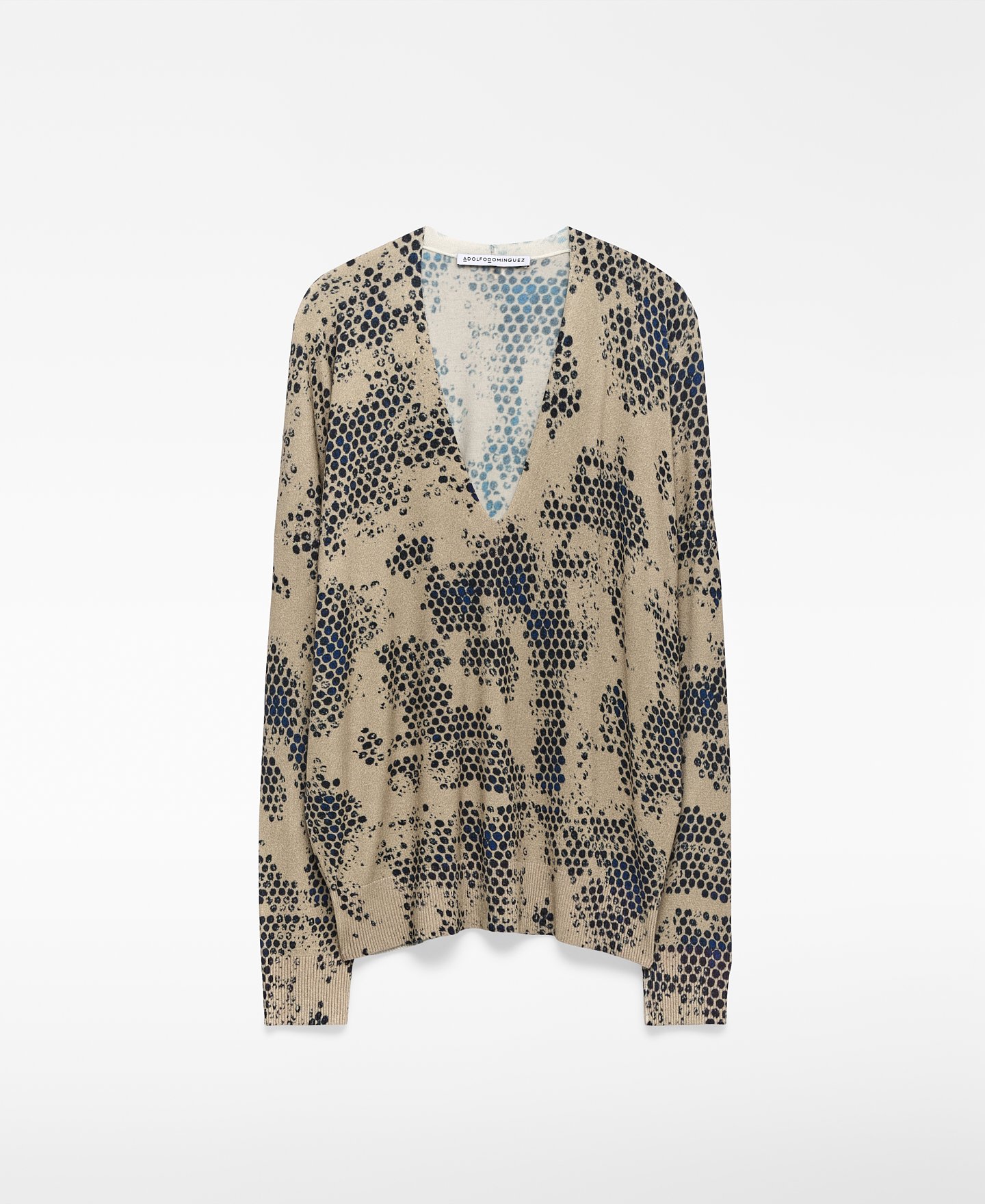 Jersey estampado cuello pico mujer image number 4