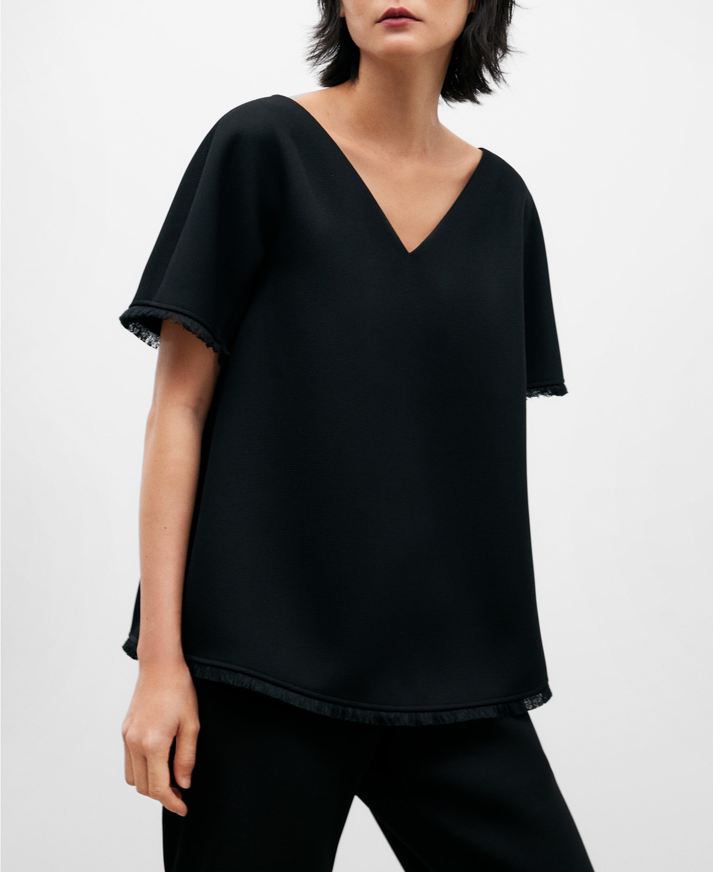 Black A-line blouse for women image number 0