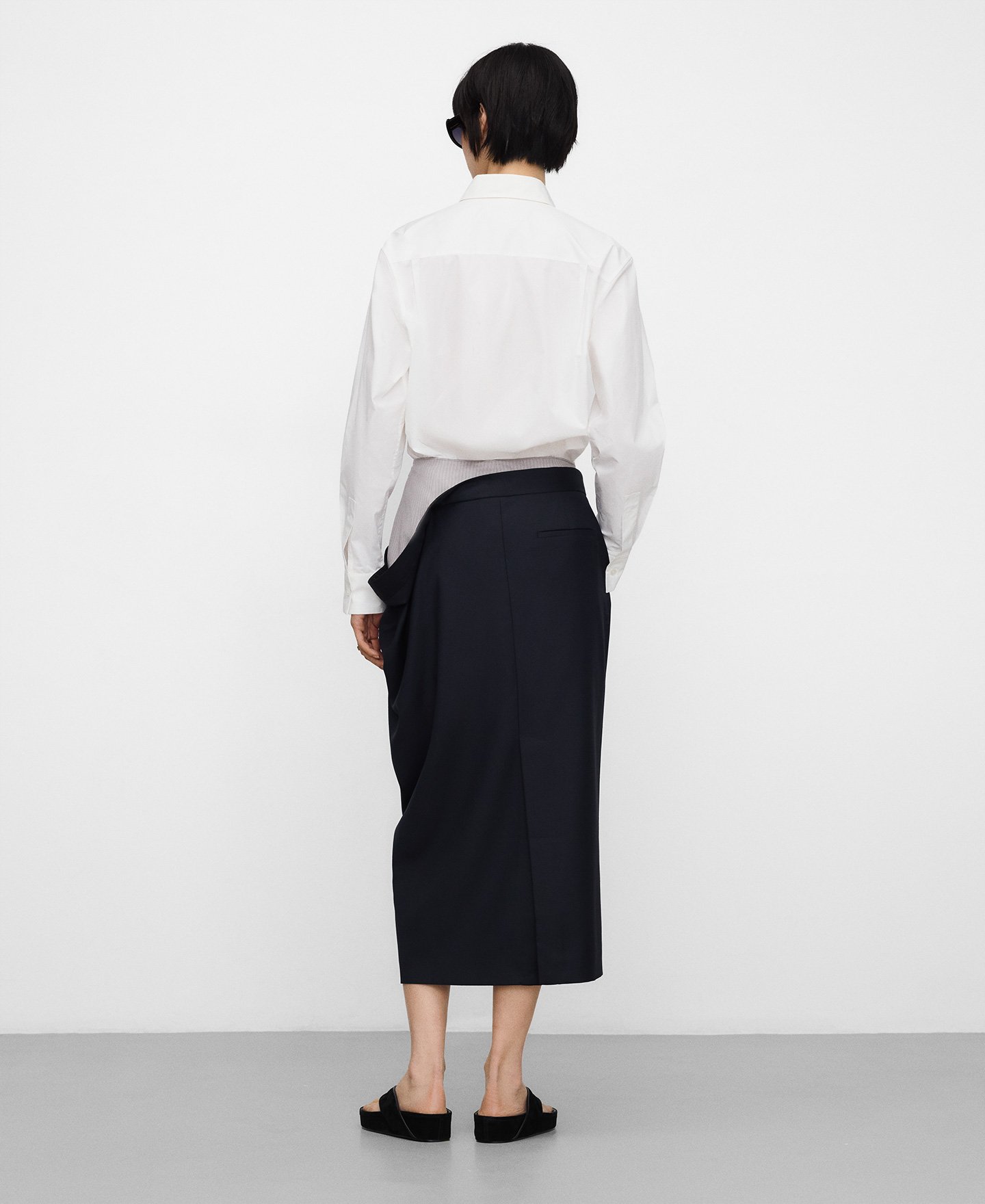 Double-waistband tailored skirt woman image number 2