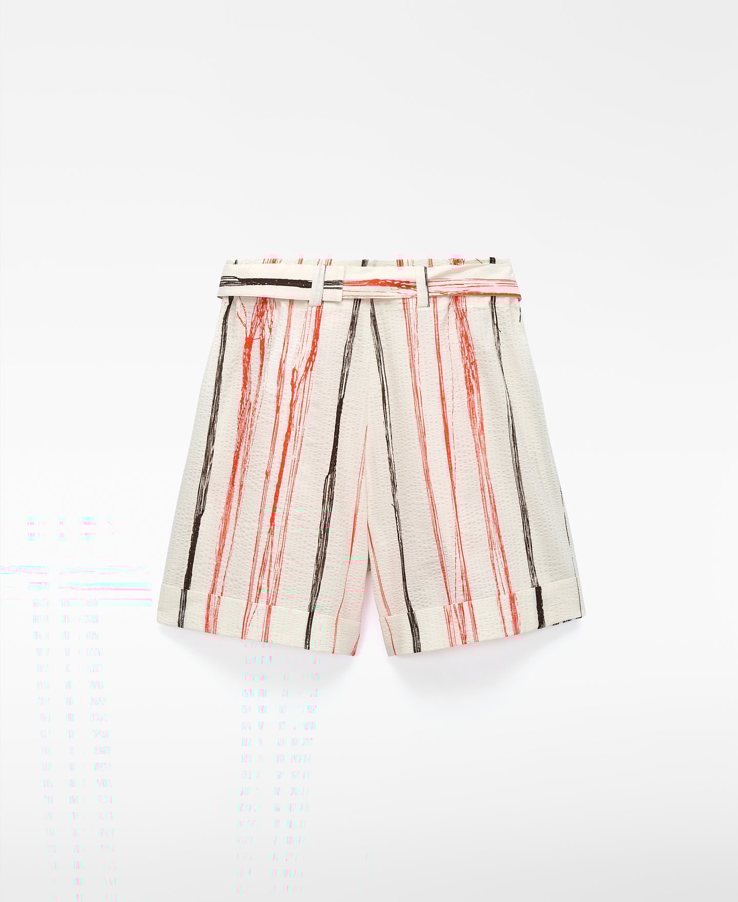 Irregular striped seersucker bermuda image number 5