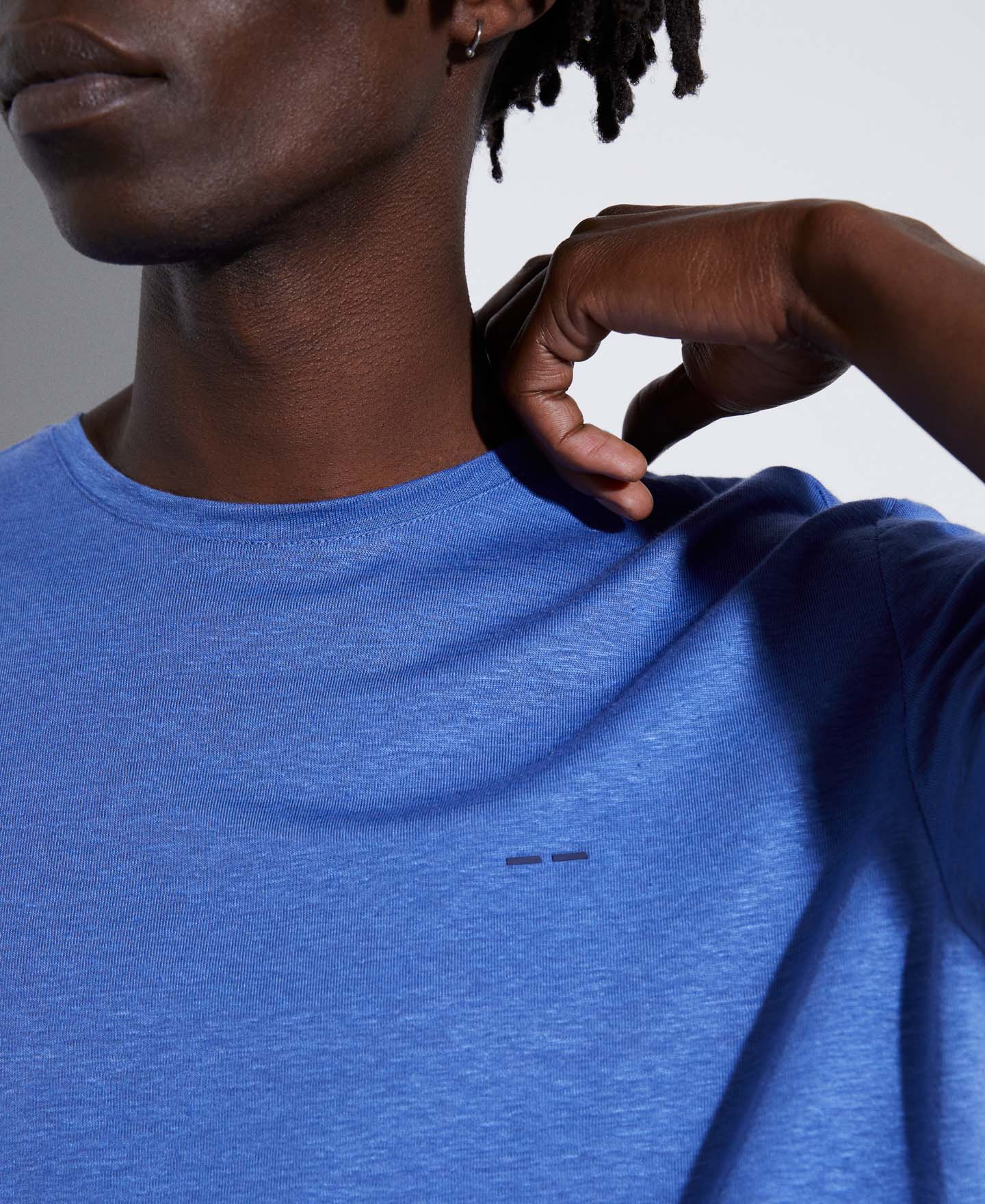 Stretch linen basic t-shirt image number 3