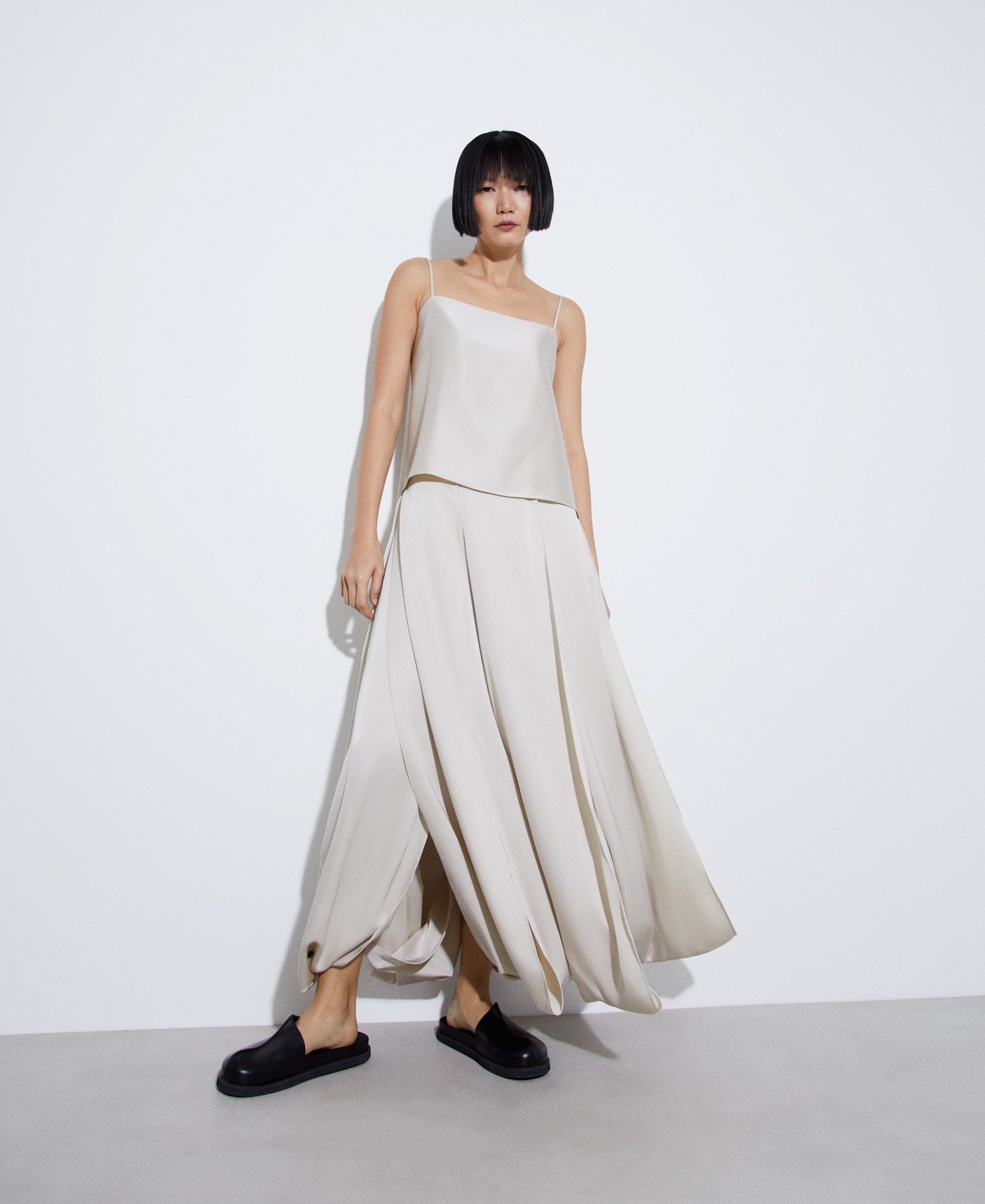 Overlapping straps skirt in polyester image number 1