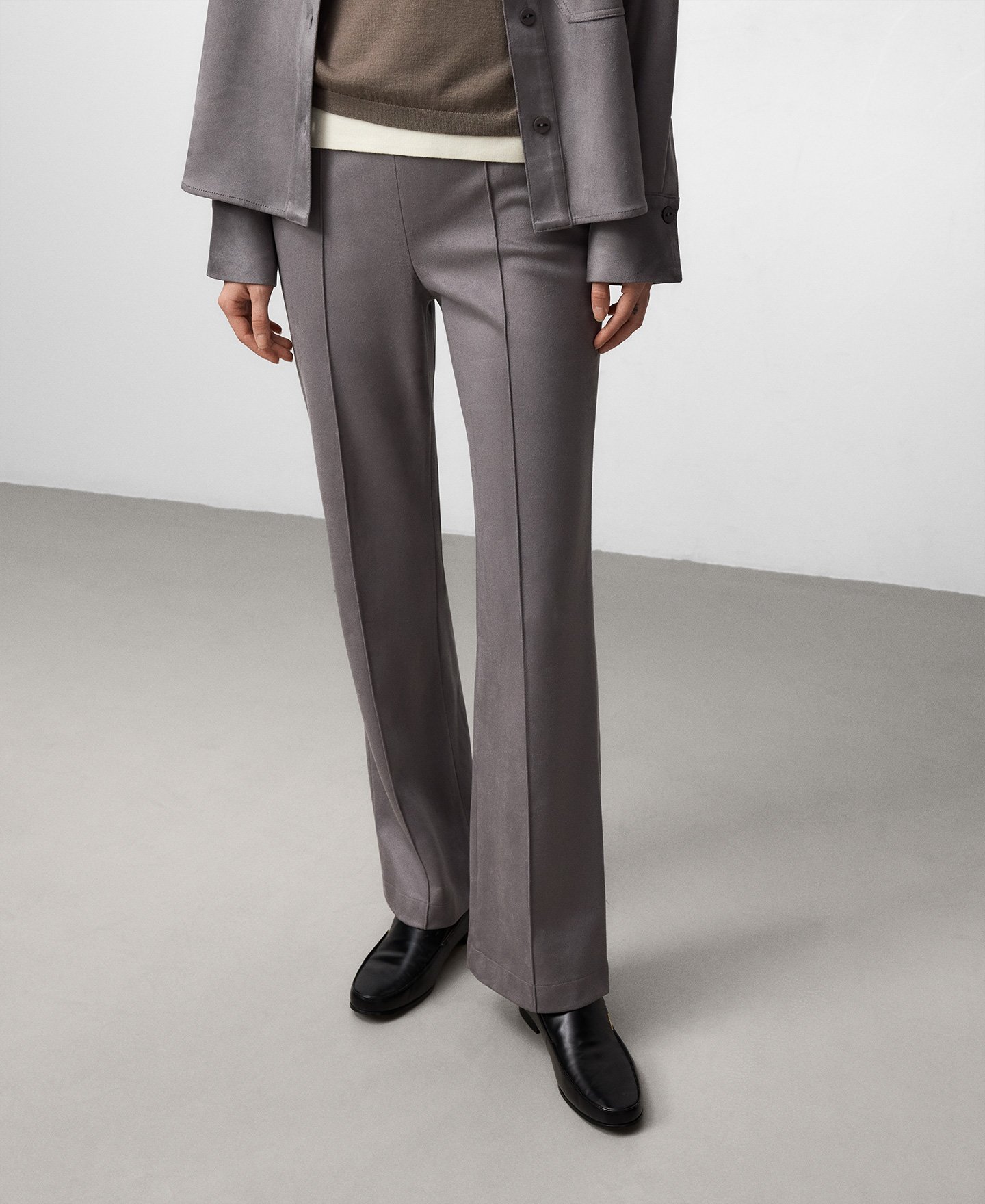 Faux suede flare trousers woman image number 0