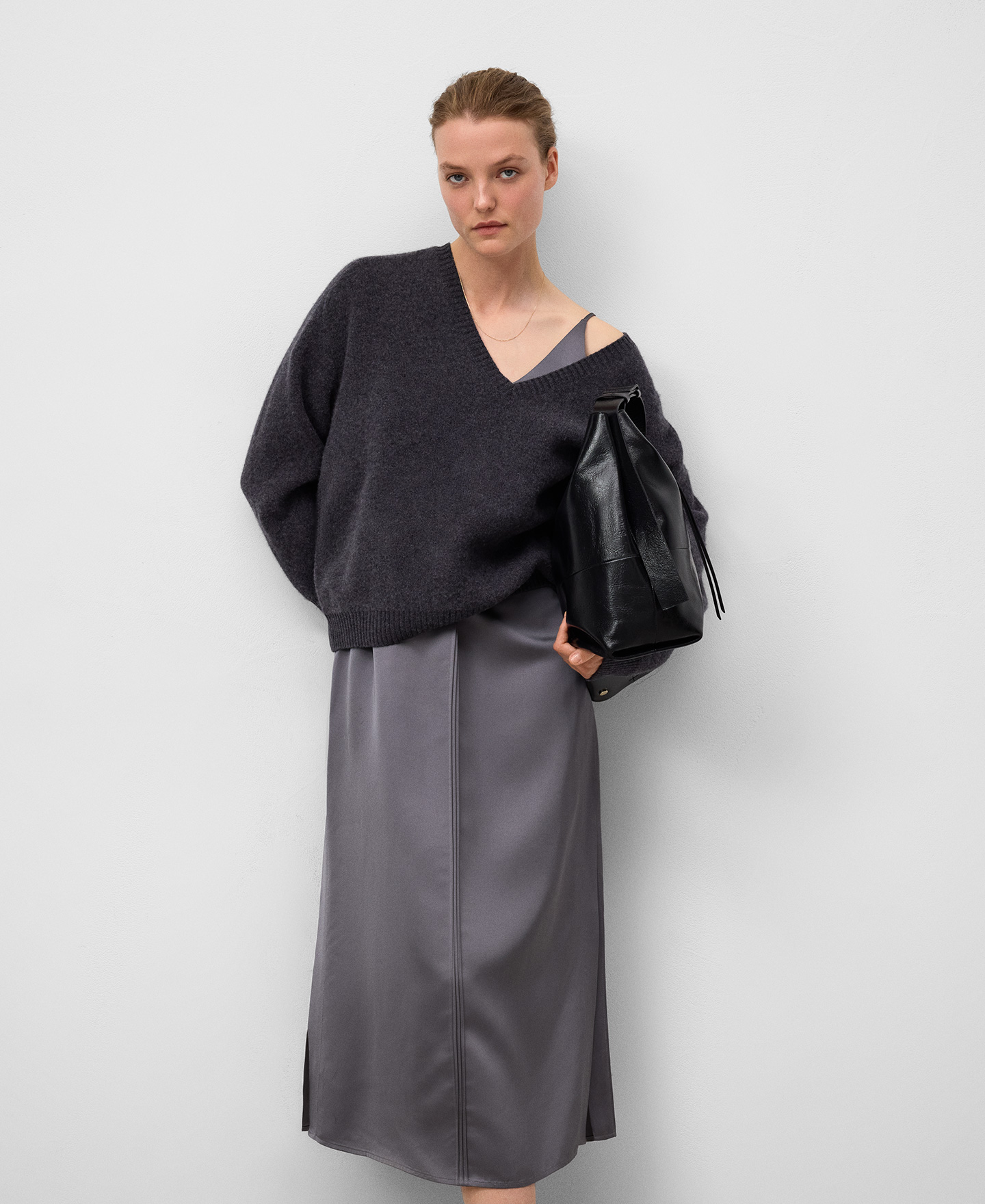 Vestido lencero tirantes mujer image number 3