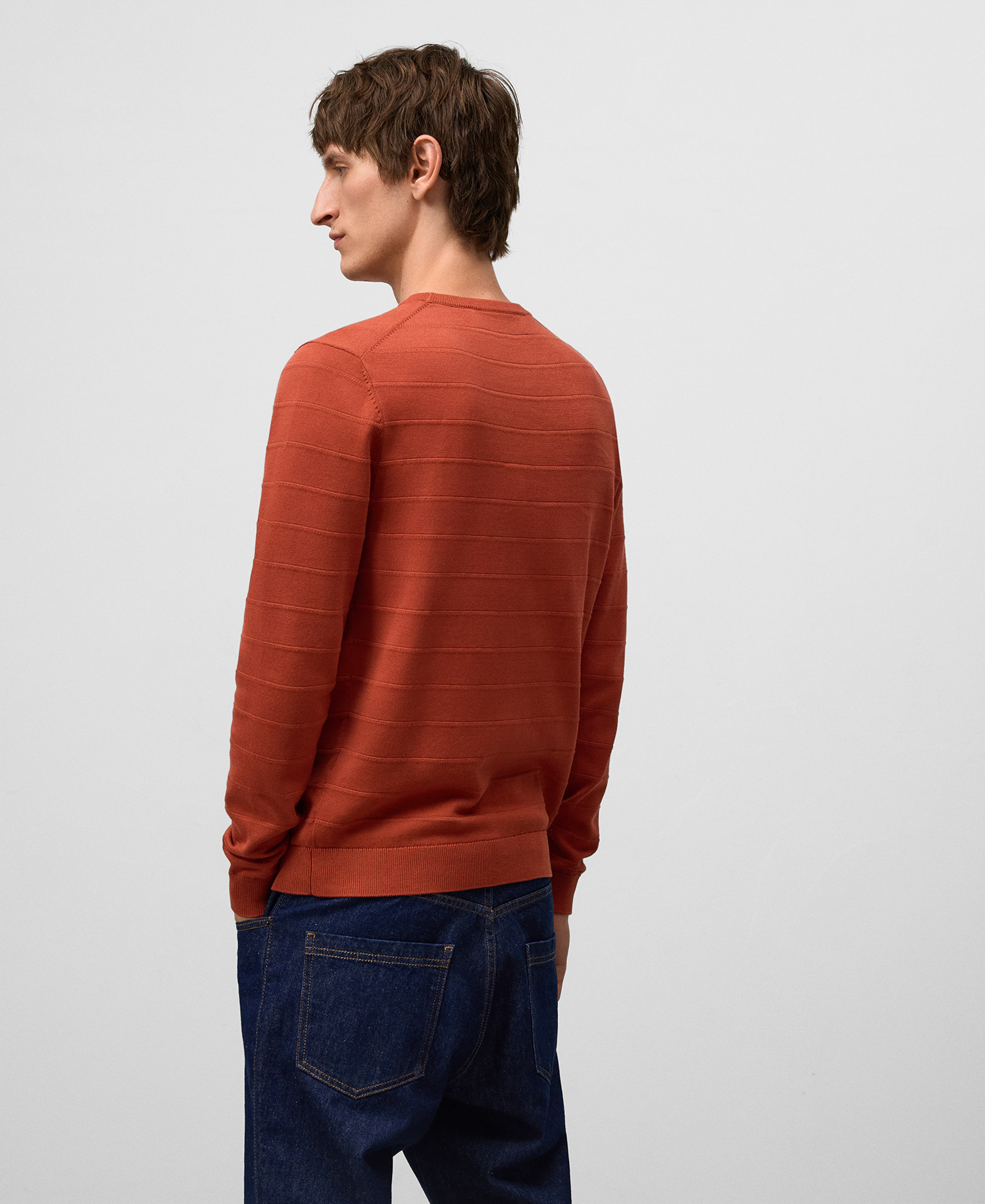 Striped structured knit sweater man image number 2