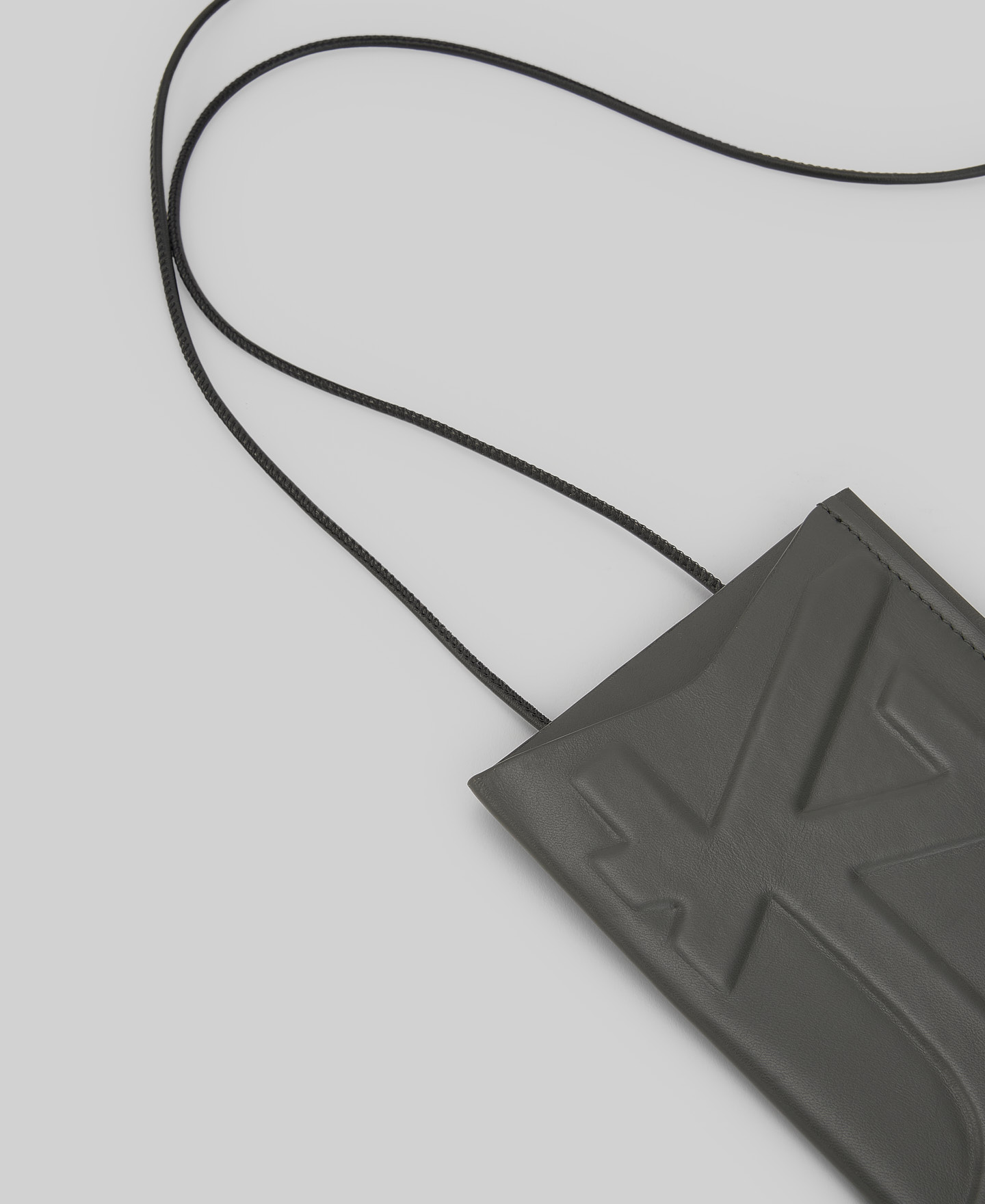 Leather maxi logo phone holder woman image number 1