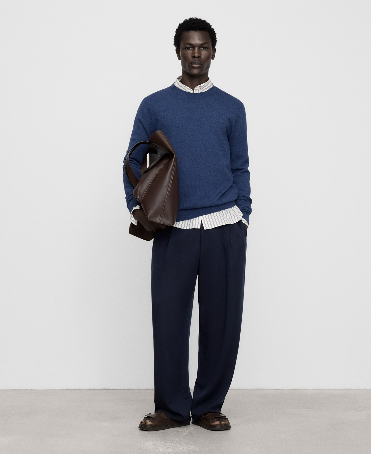 Wool and cotton crew collar sweater image number 1