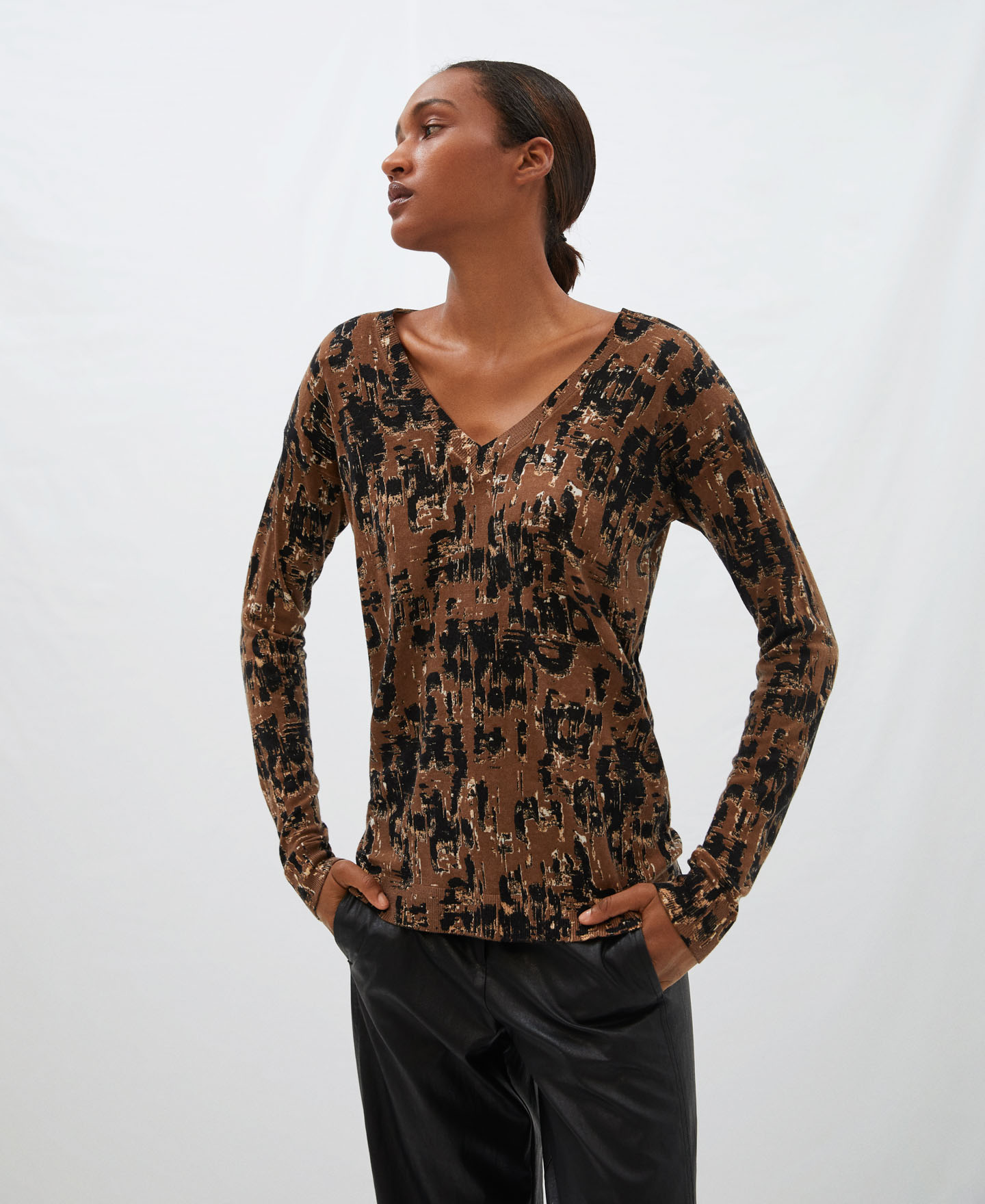Merino wool printed sweater image number 0