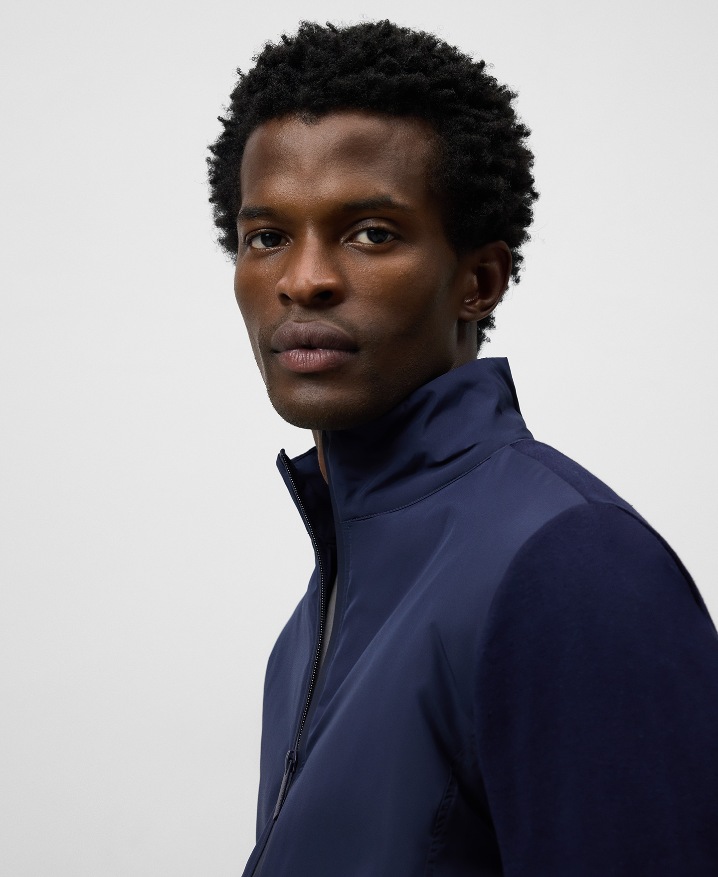 Knit and nylon cardigan man image number 3