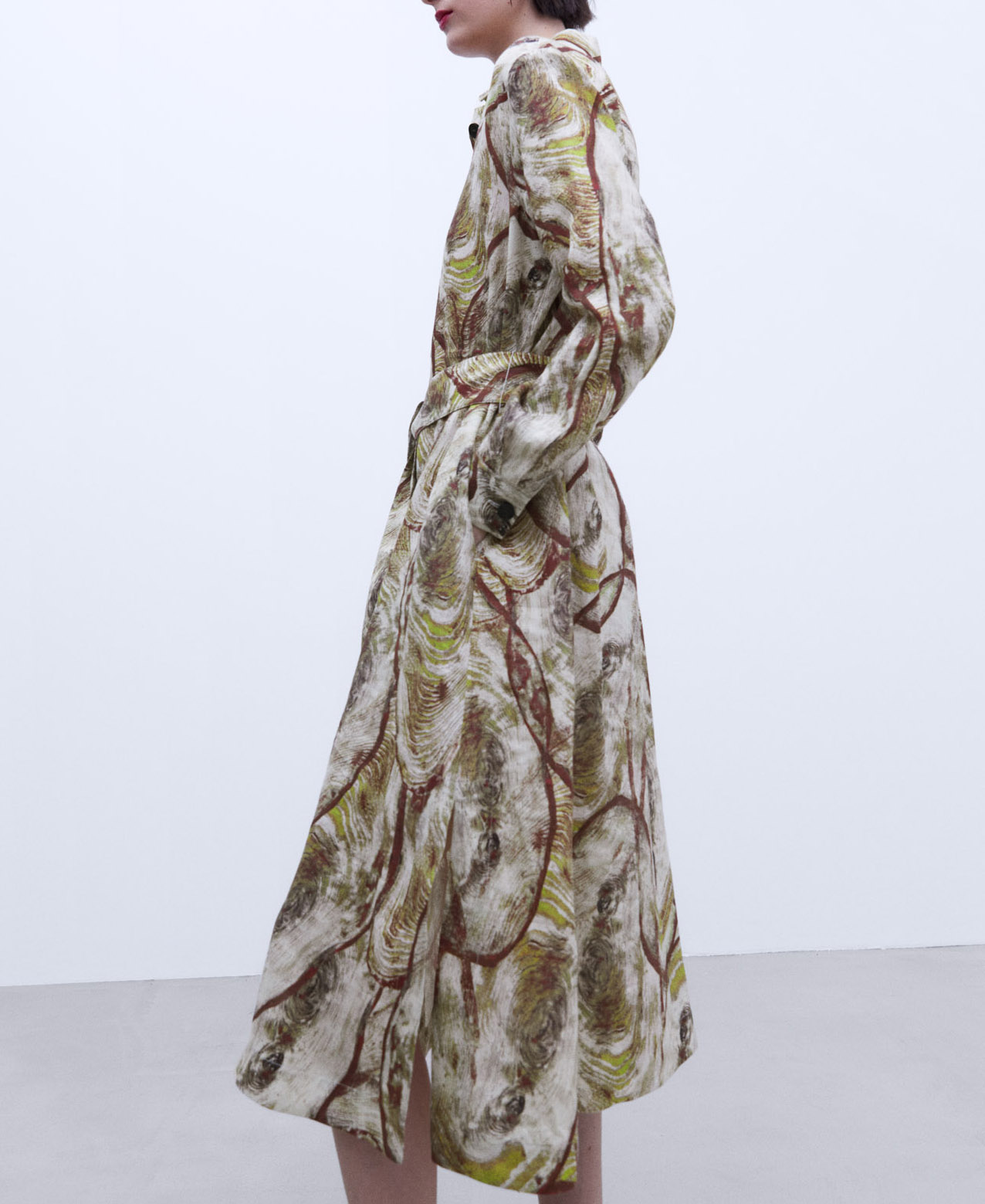 Vestido camisero estampado en lino image number 1