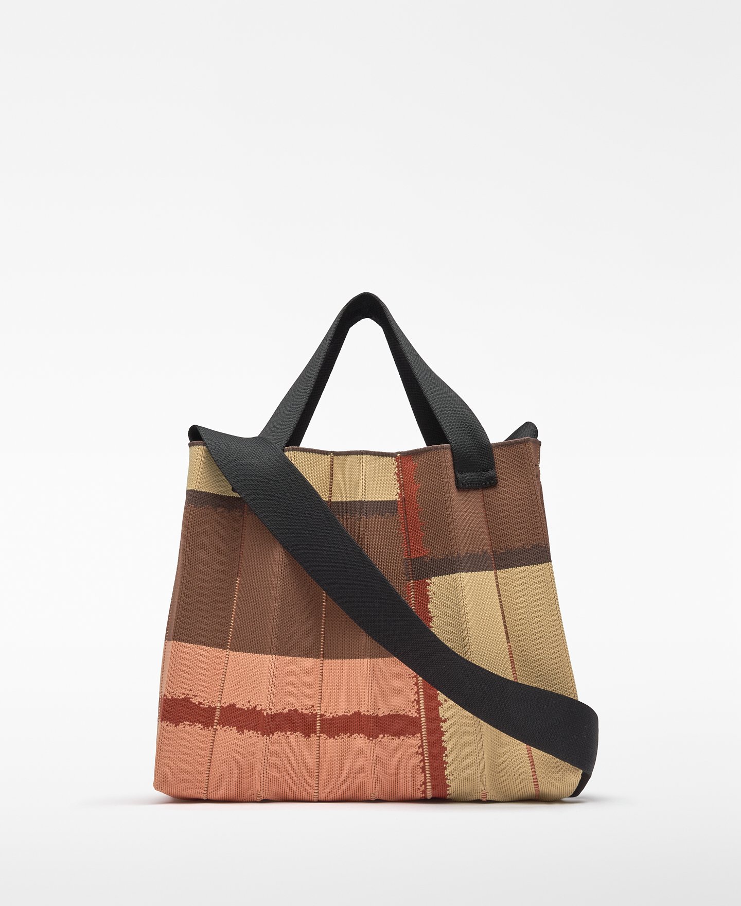 Printed knit pleated shopper bag woman image number 1