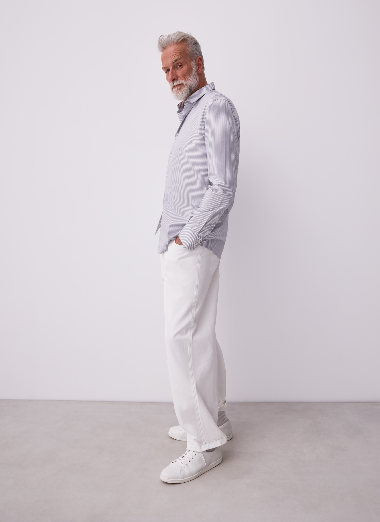 Slim fit cotton shirt with stripes image number 5
