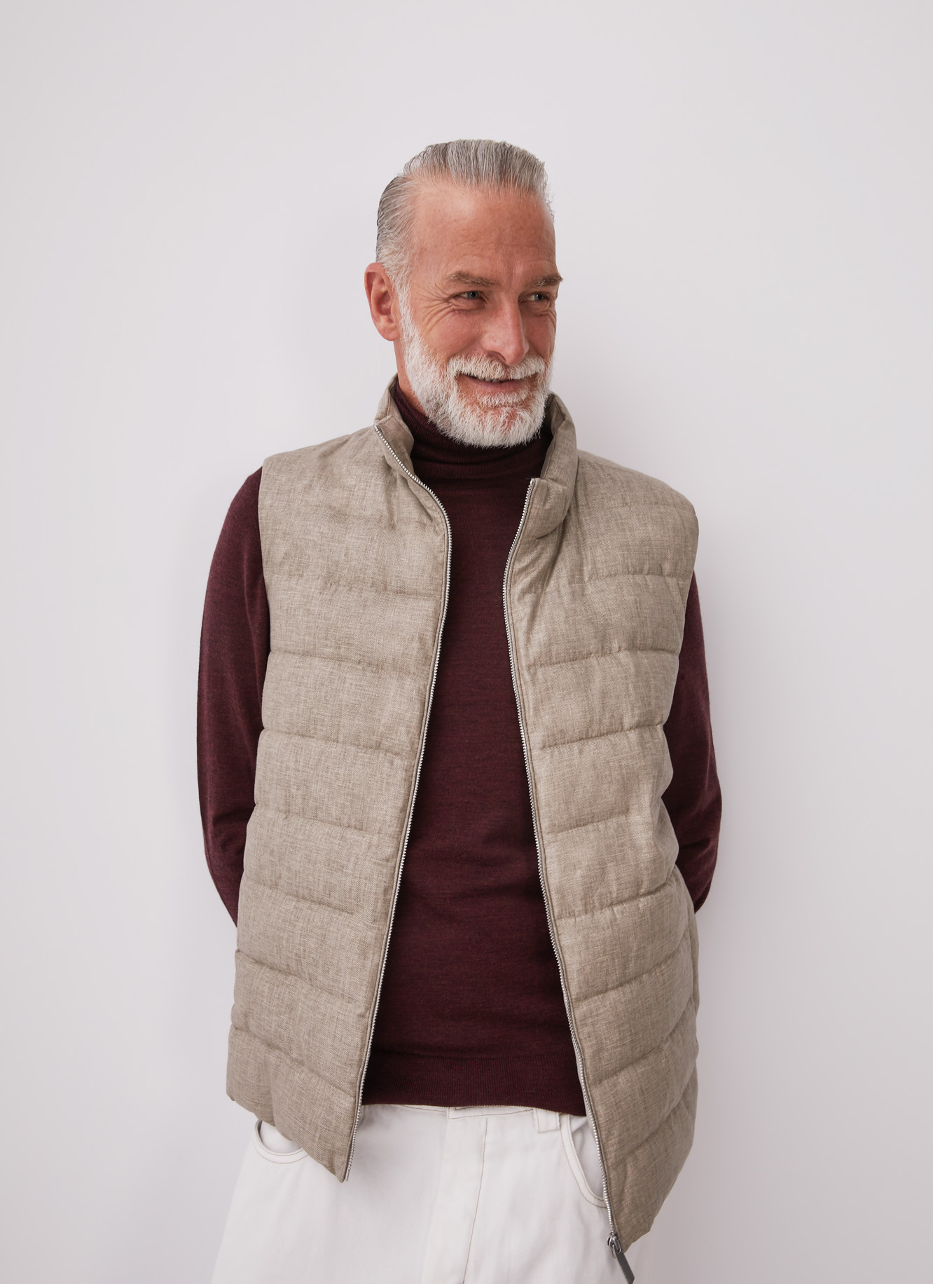 Linen blend padded waistcoat image number 0