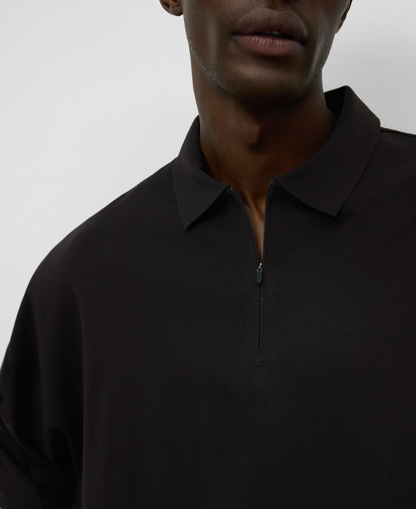 Zipper closure oversize polo shirt man image number 3