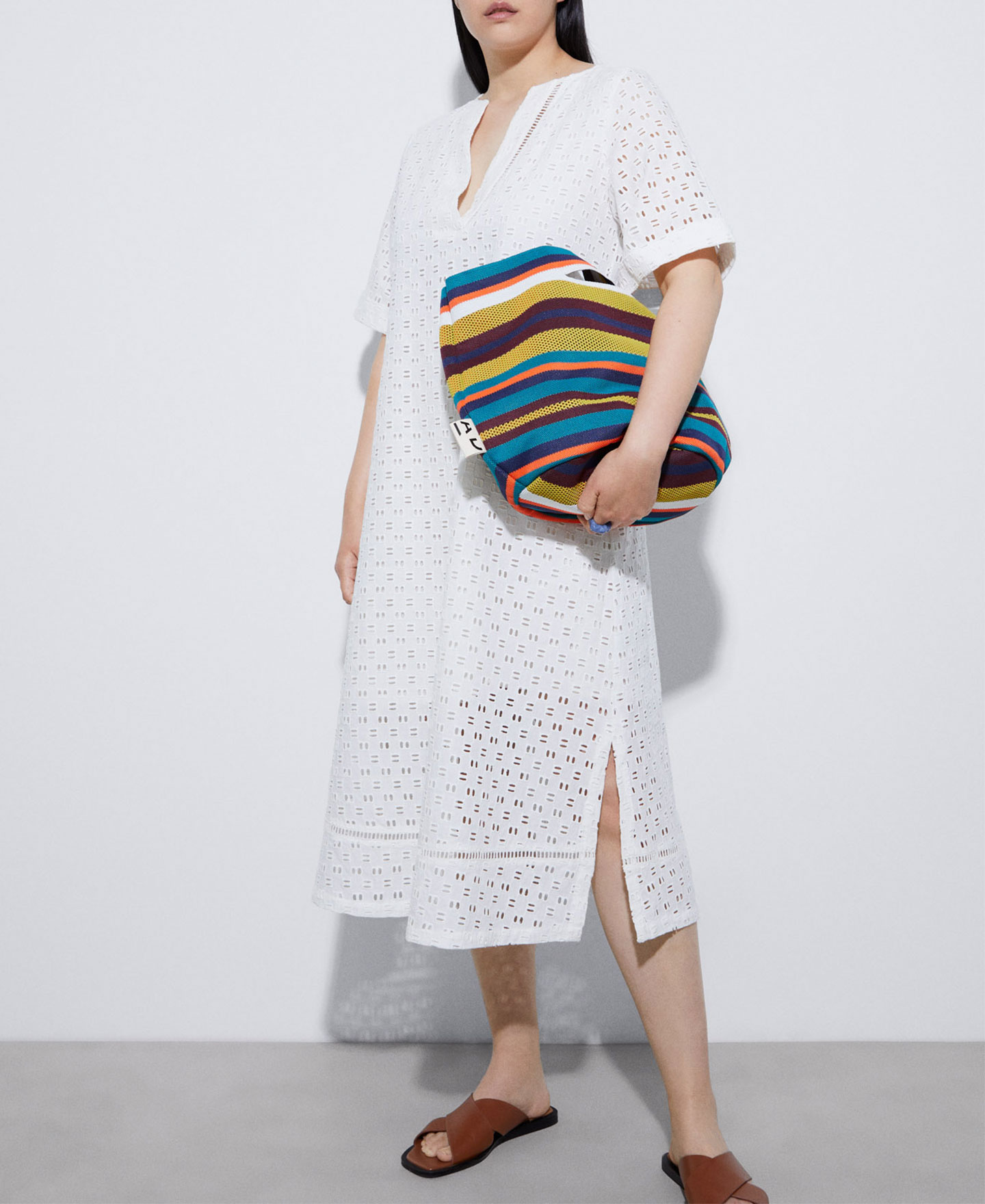 Midi dress with embroidered detail image number 1