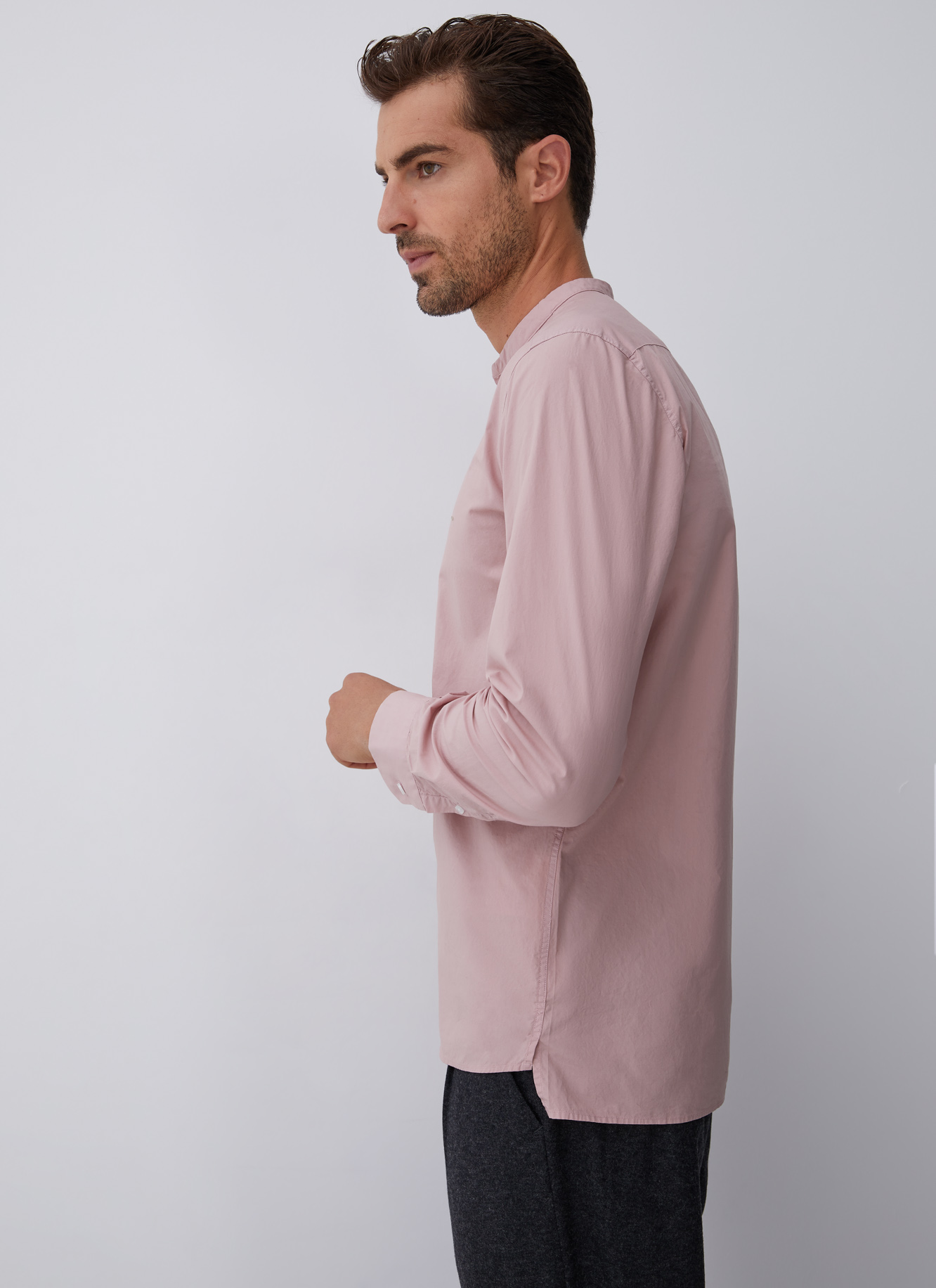 Cotton shirt with mandarin collar image number 2