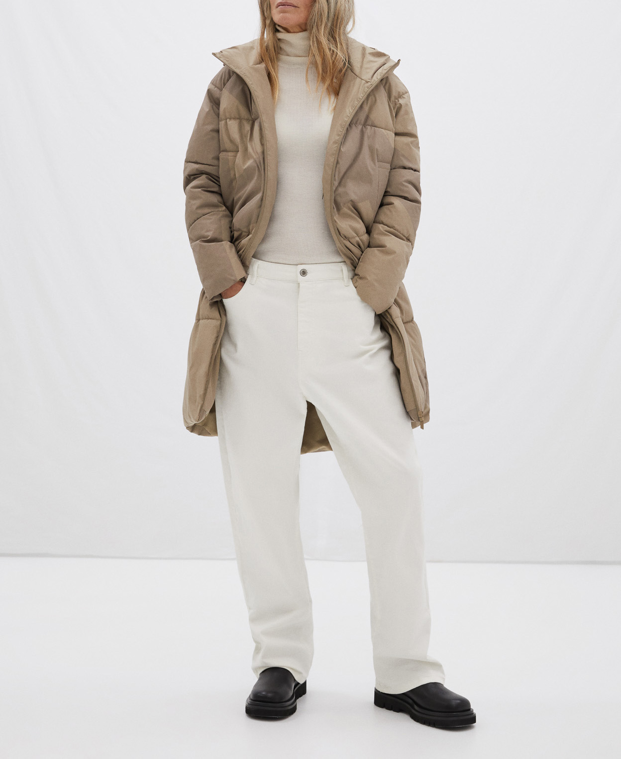 Long manteau matelassé avec imprimé logo image number 1