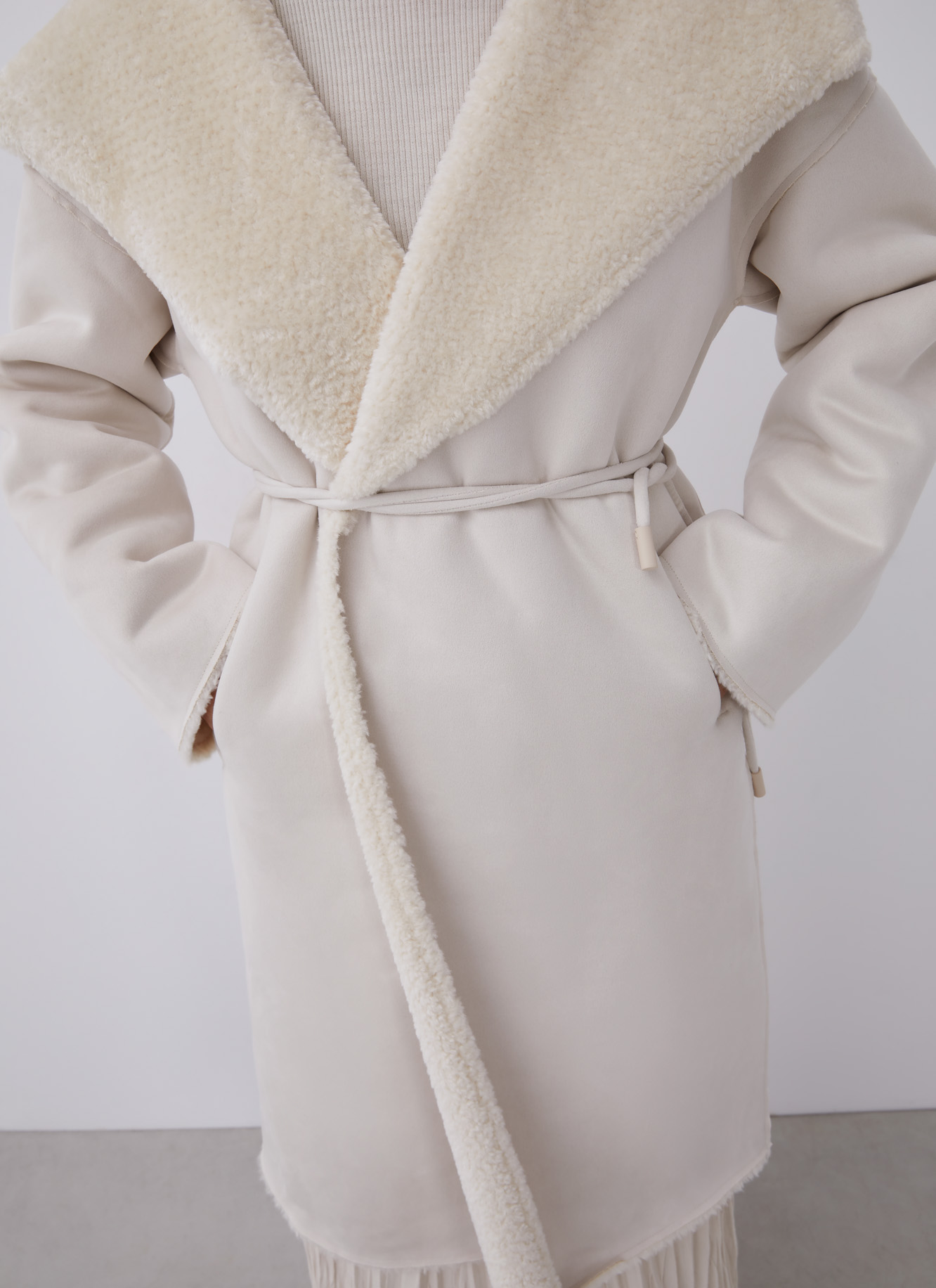 Eco leather coat with belt image number 7