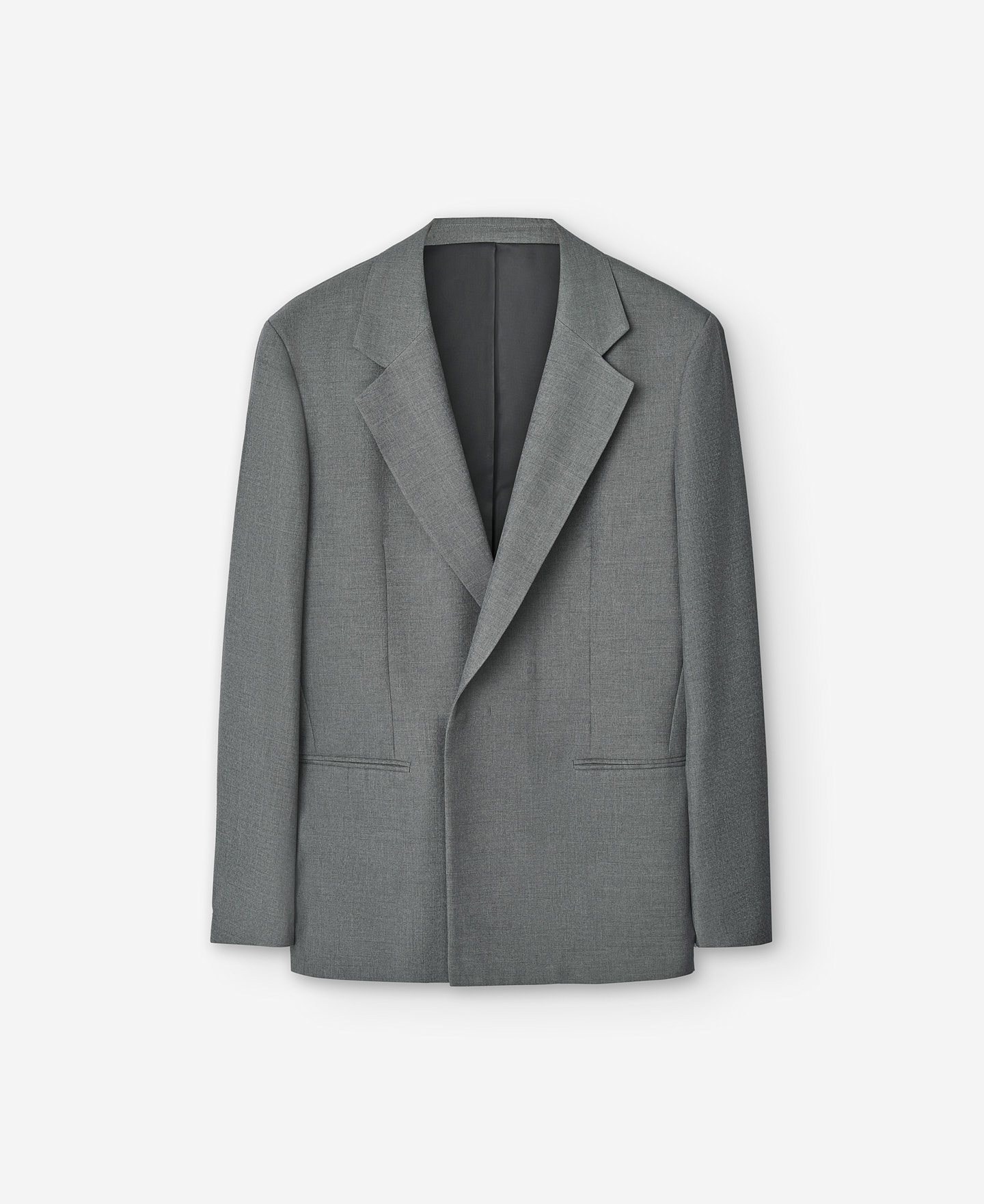 Grey melange one button blazer for men image number 4