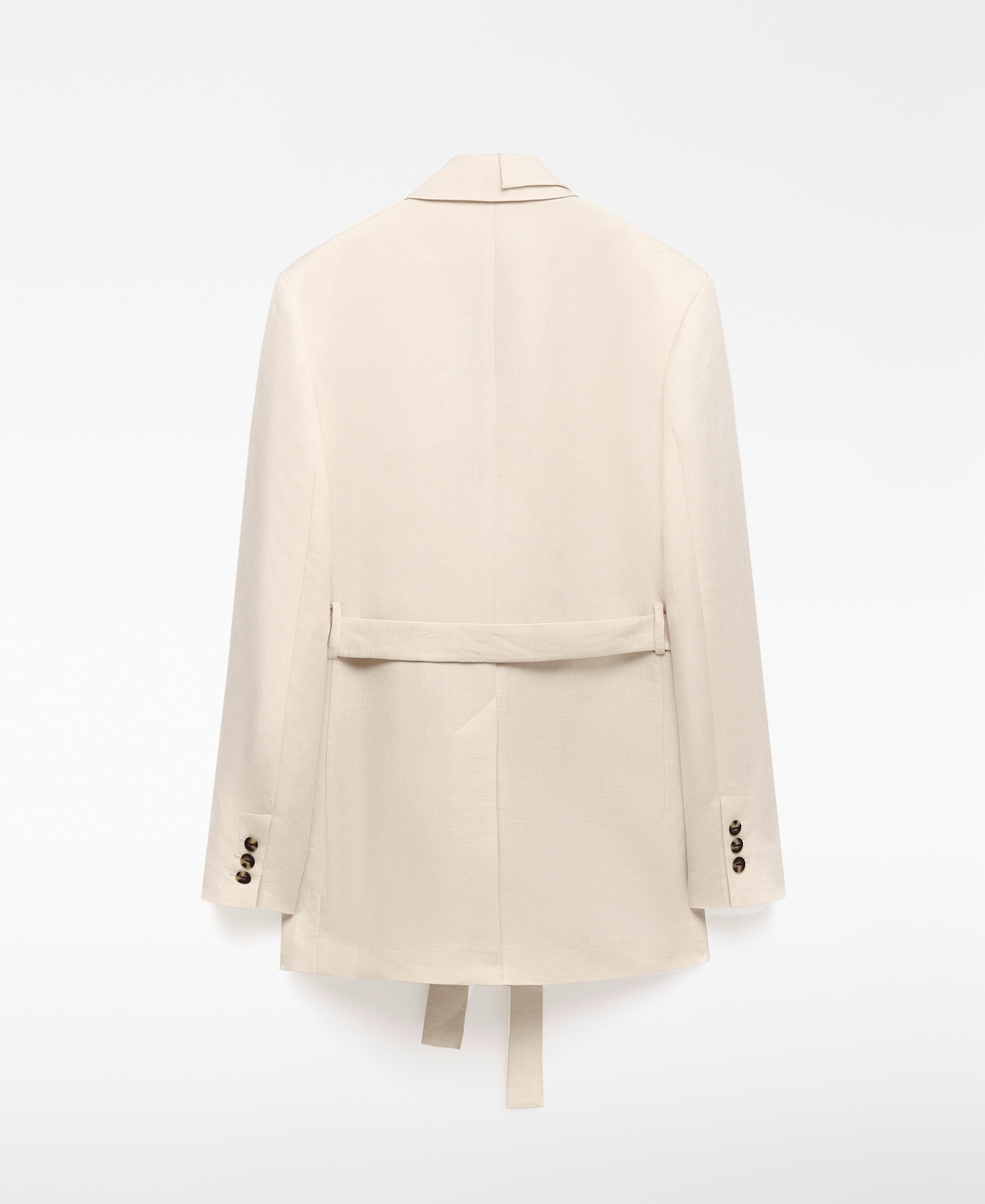 Blazer doble solapa con cinturón mujer image number 5