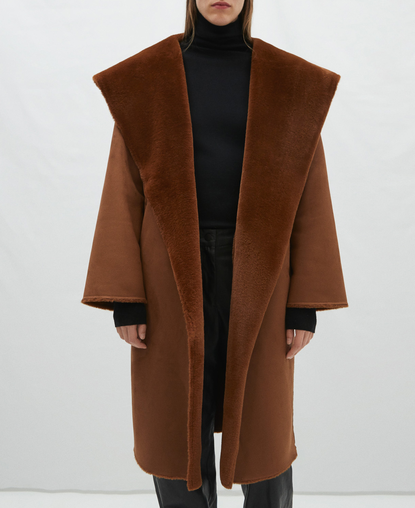 Wrap-around coat with shawl collar image number 0