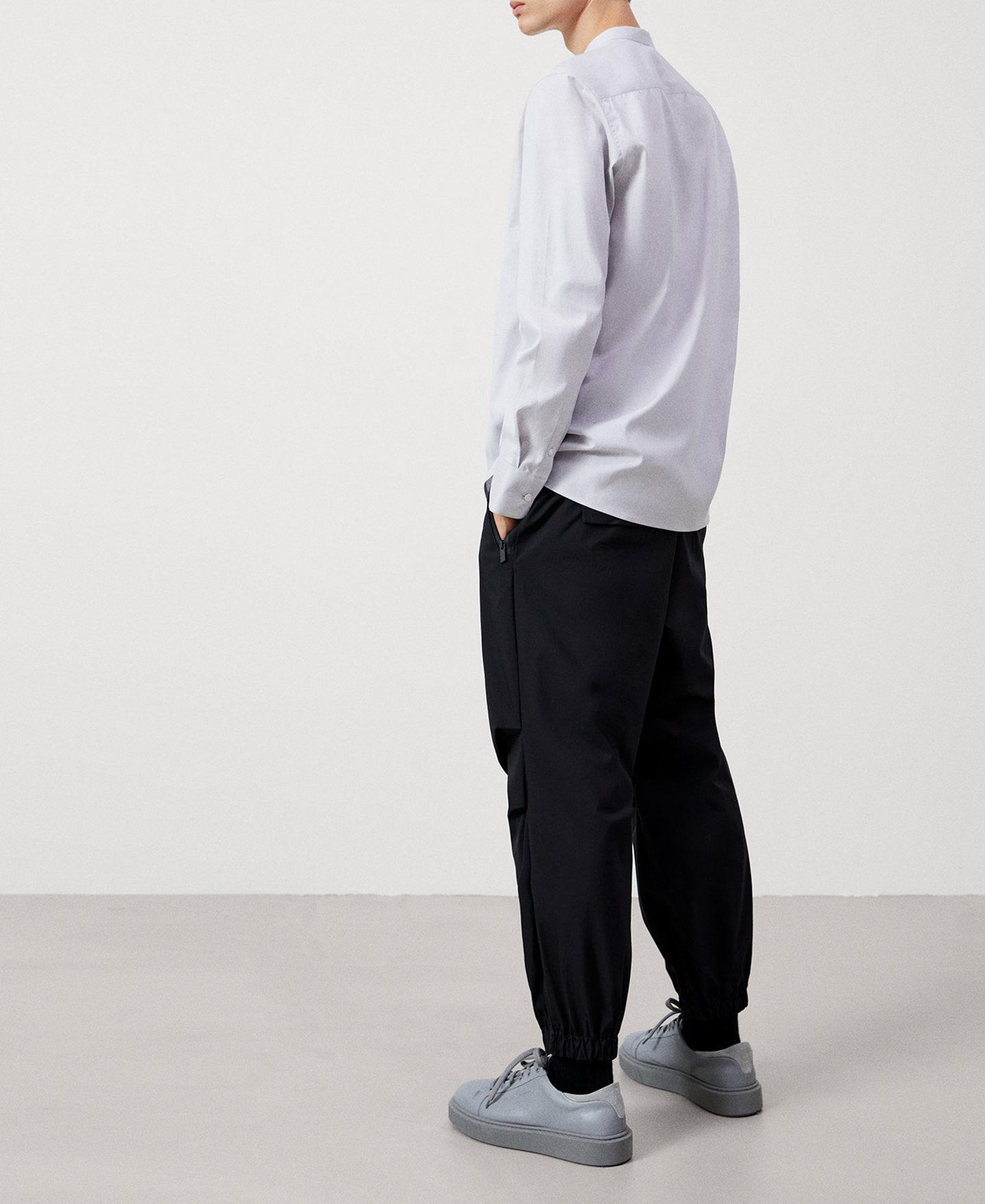 Cotton mandarin collar shirt image number 2