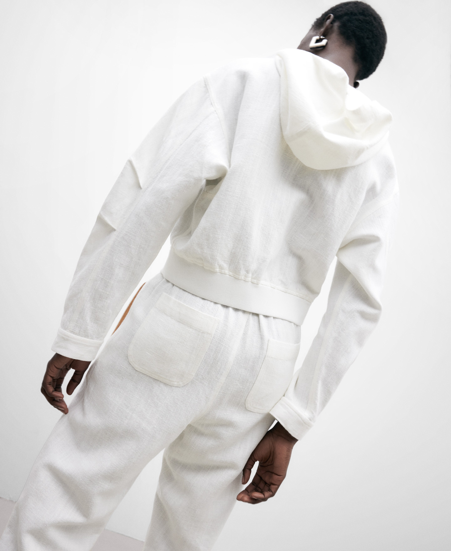 Sudadera capucha en lino y algodón image number 4