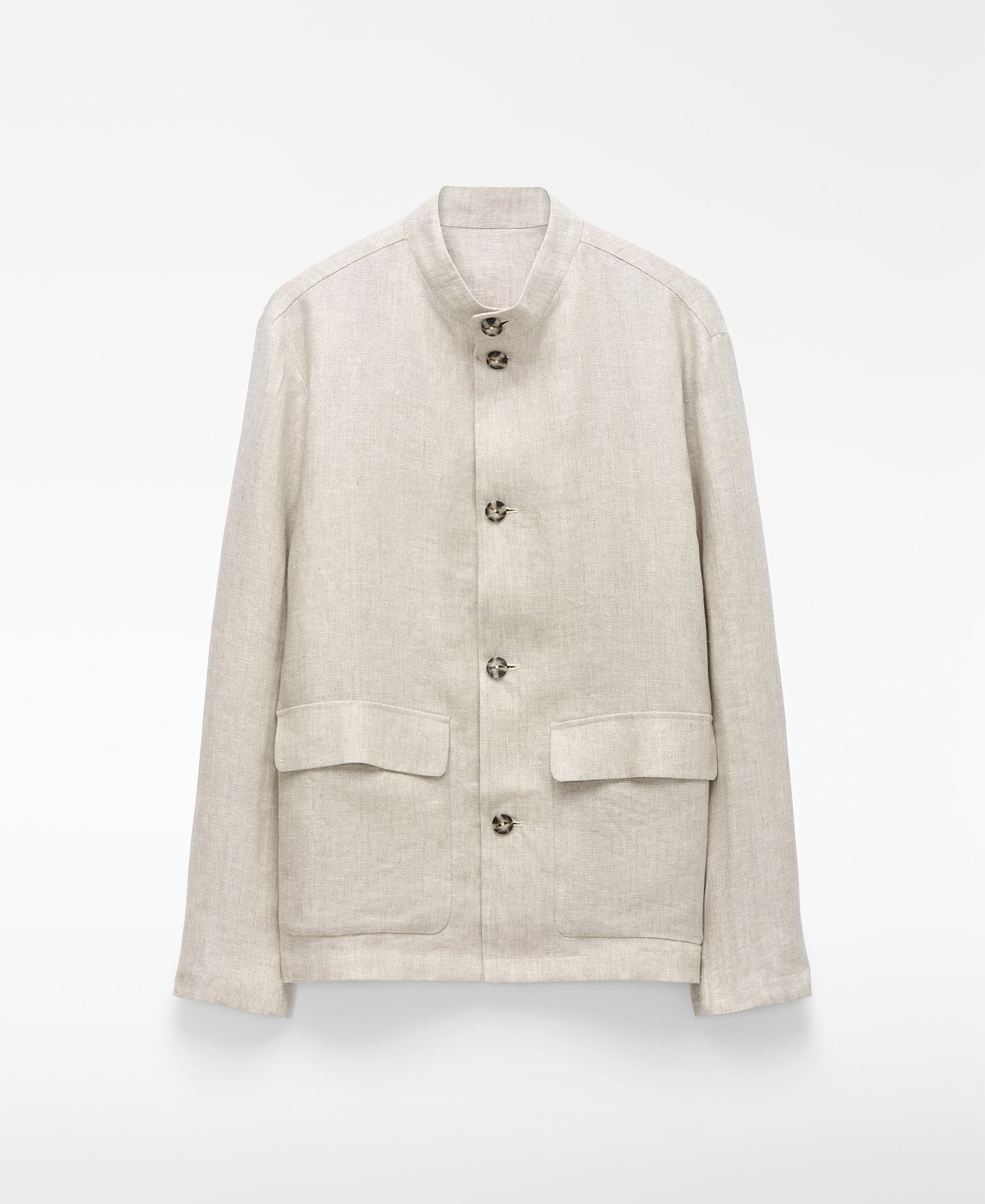 European linen mandarin collar blazer image number 4