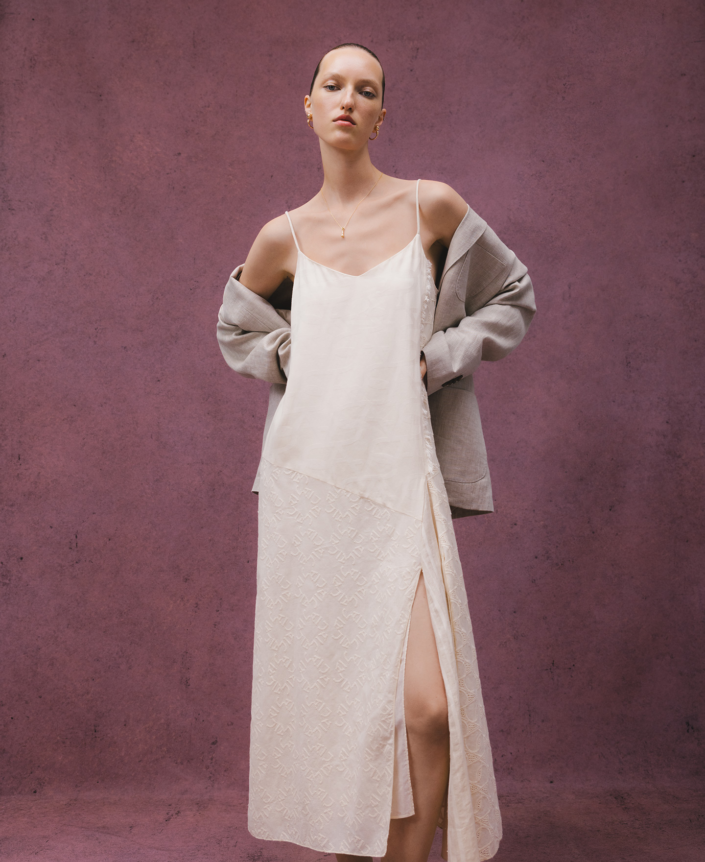 Asymmetrical combined dress woman image number 0