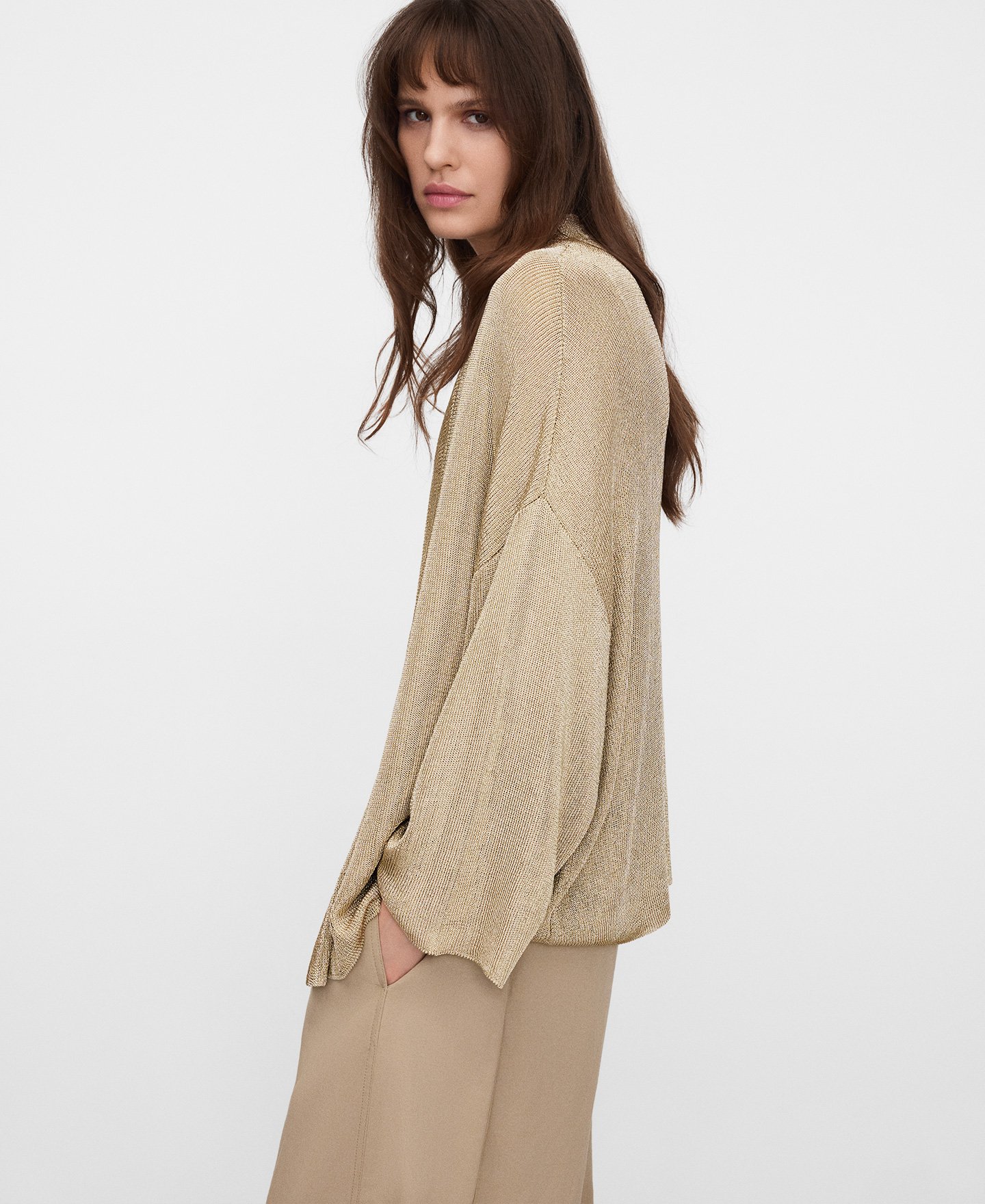 Metallic knit kimono jacket image number 3