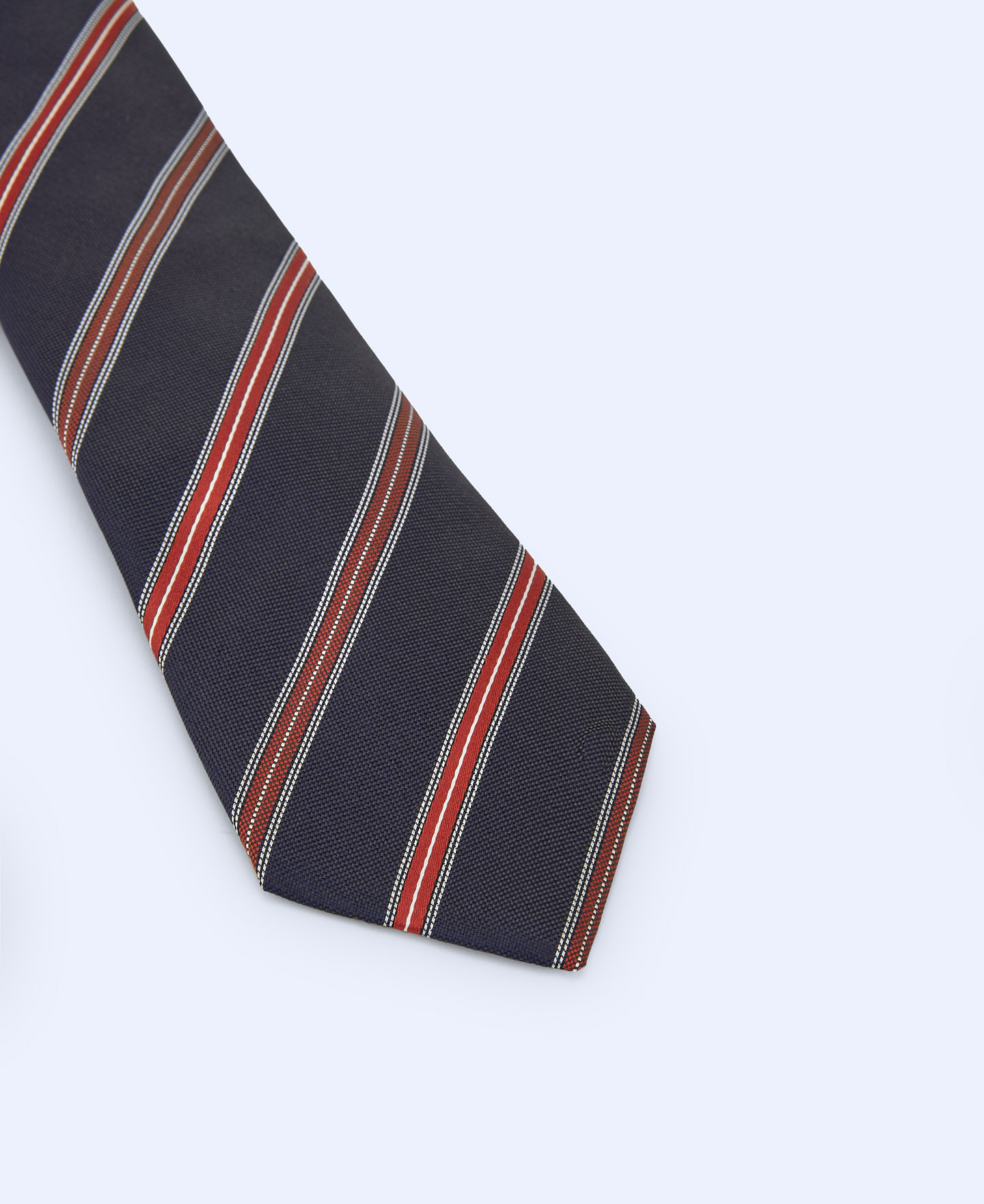 Striped silk and cotton tie image number 1