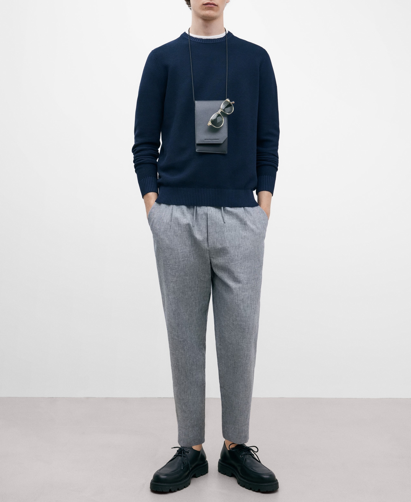 Navy knitted sweater image number 1