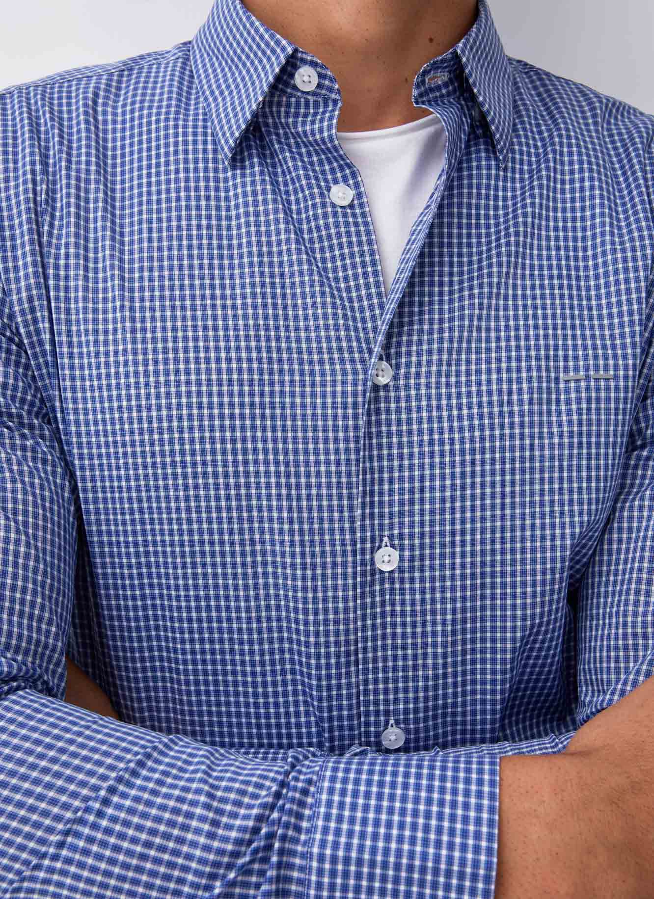 Camisa de micro cuadros en algodón image number 2