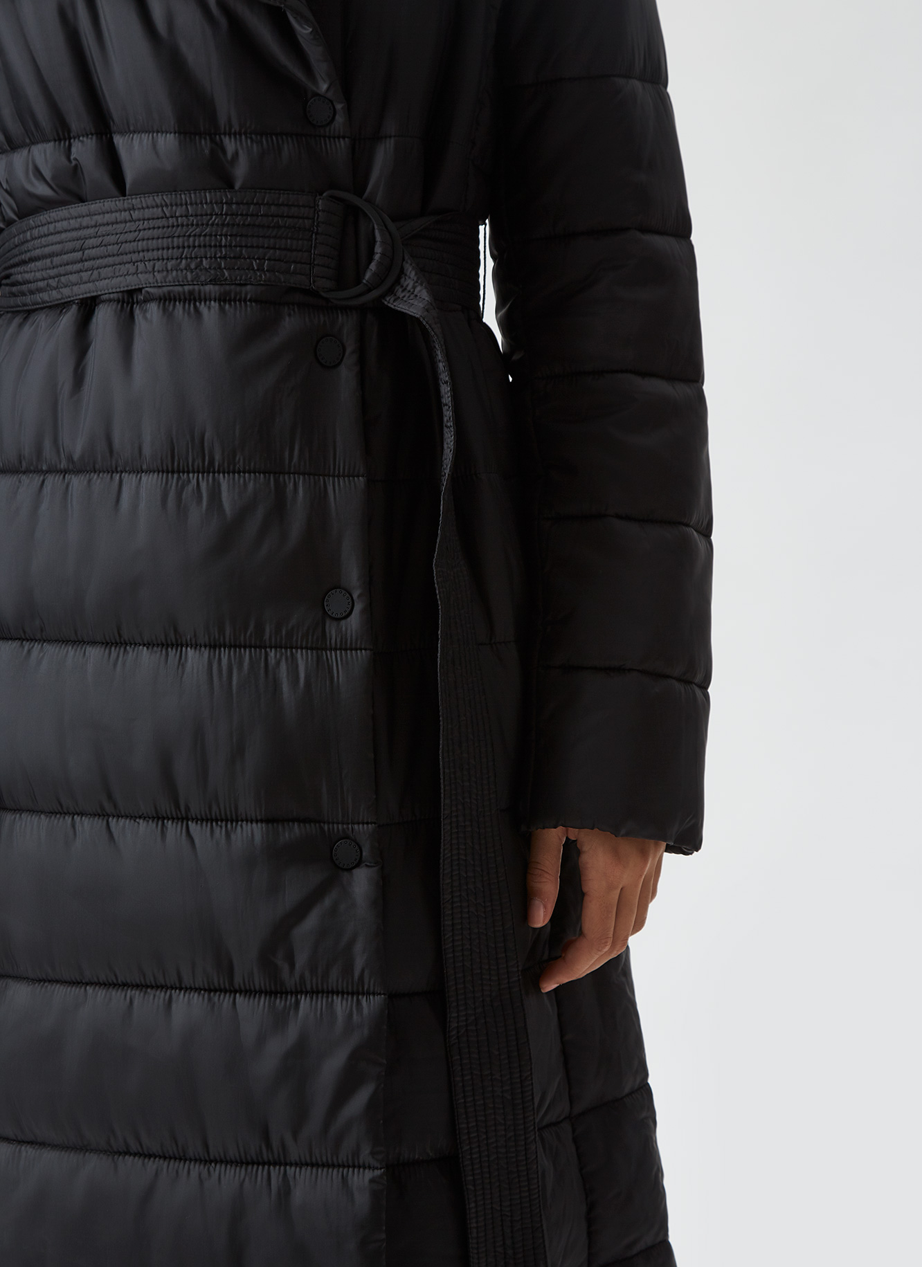 Long padded coat with belt image number 3